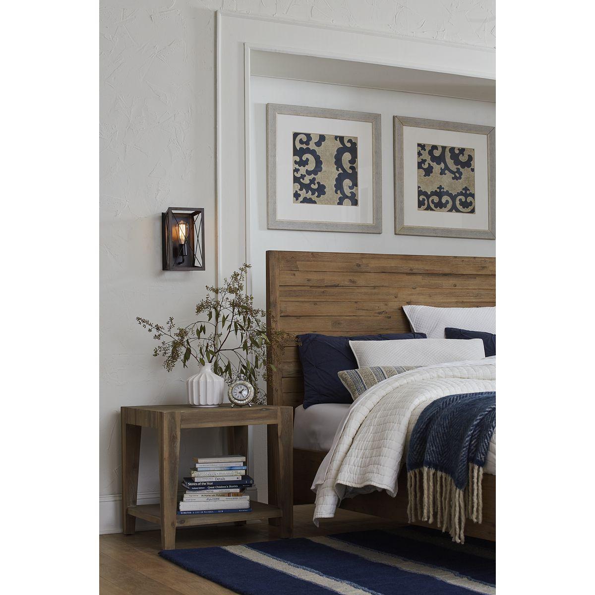 Progress Lighting Briarwood 1-Light Wall Sconce, Antique Bronze, X-Brace Design, Faux Wood Frame