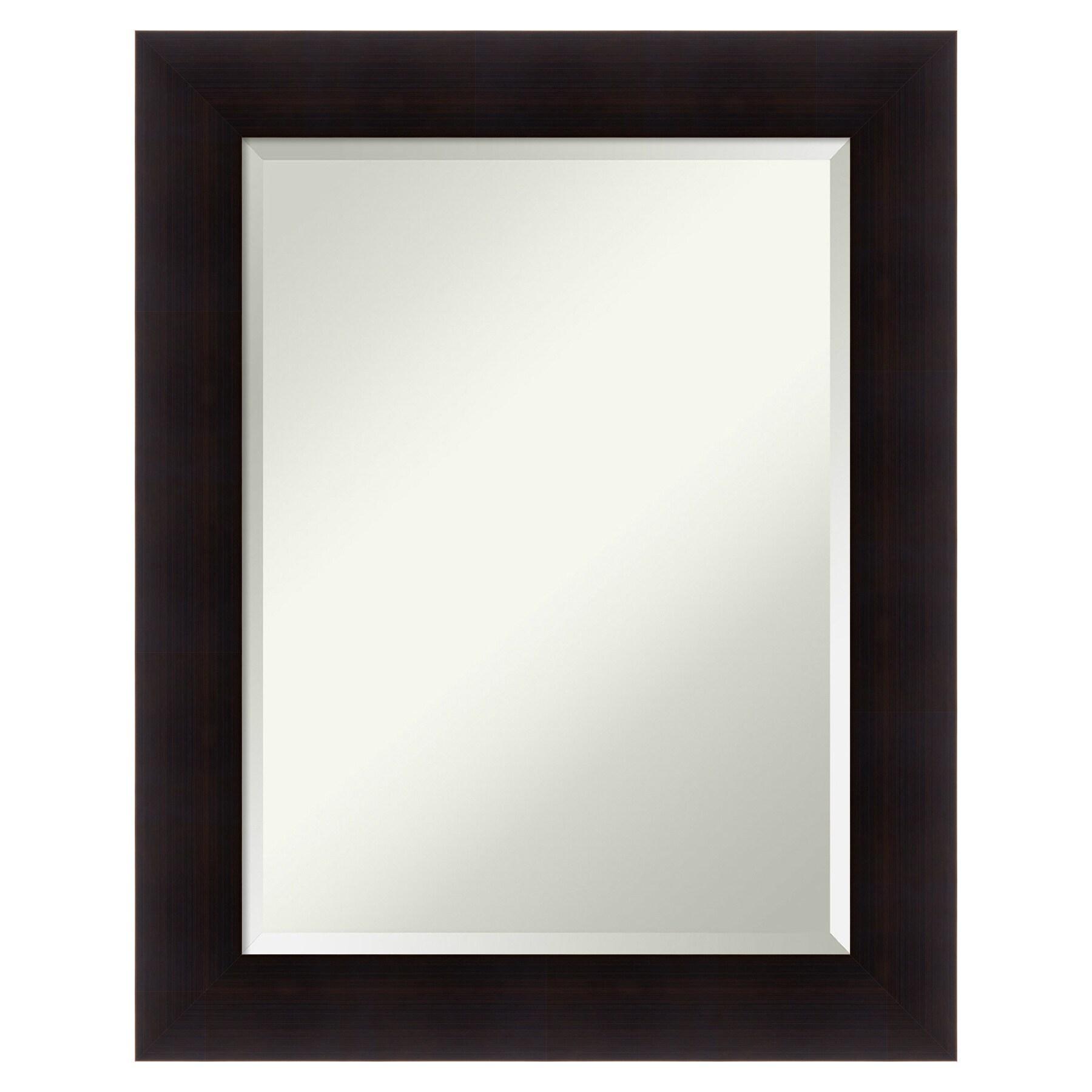 Amanti Art Beveled Wood Bathroom Wall Mirror - Portico Espresso Frame Outer Size: 24 x 30 in