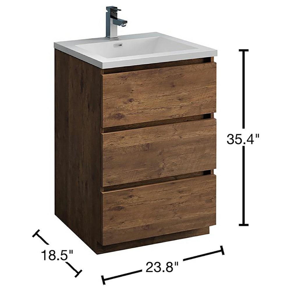 Lazzaro 24" Freestanding Modern Bathroom Vanity with Integrated Single Sink - Faucet Not Included