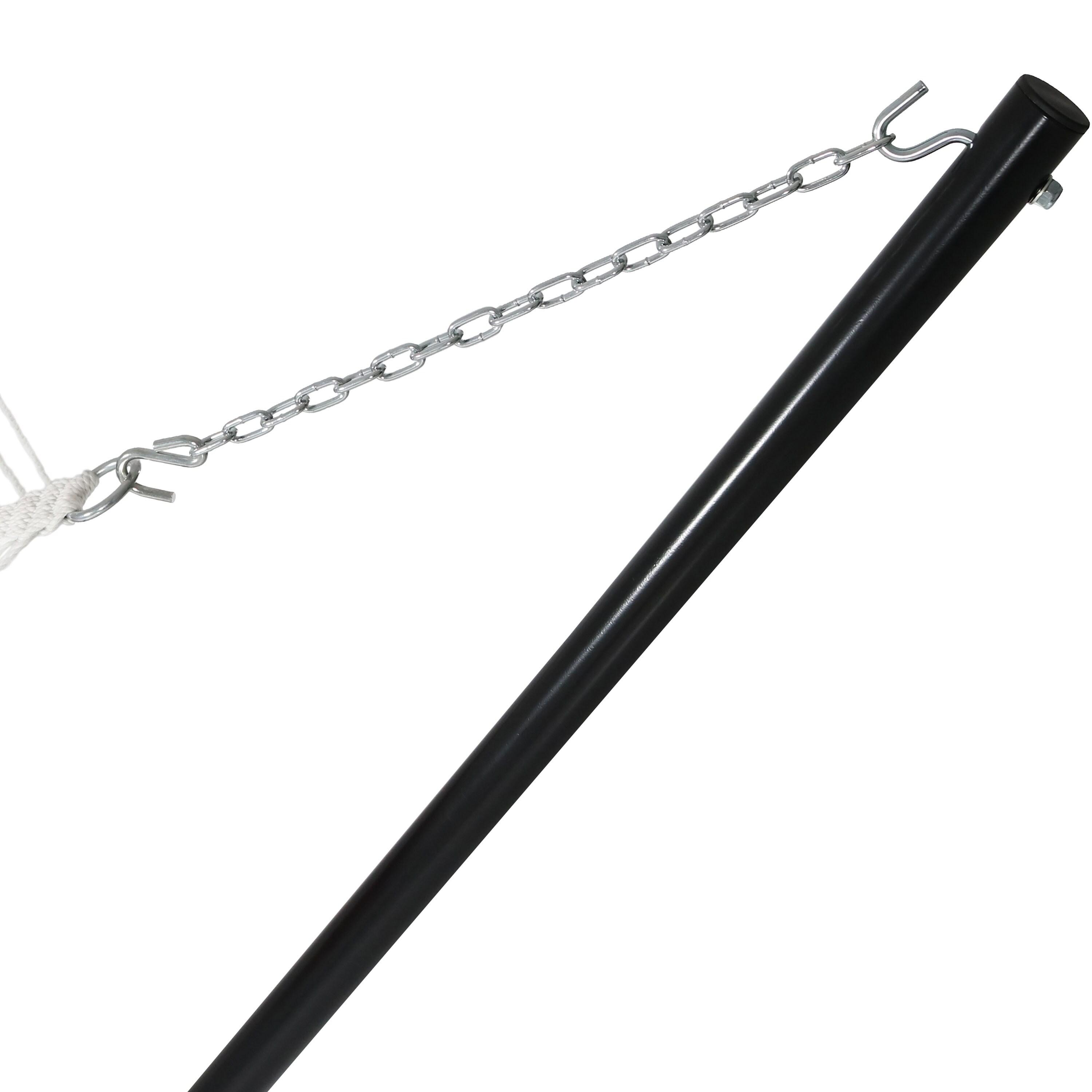 Sunnydaze Outdoor 2-Person Double Polyester Quilted Hammock with Wood Spreader Bar and 12ft Black Steel Stand - Catalina Beach