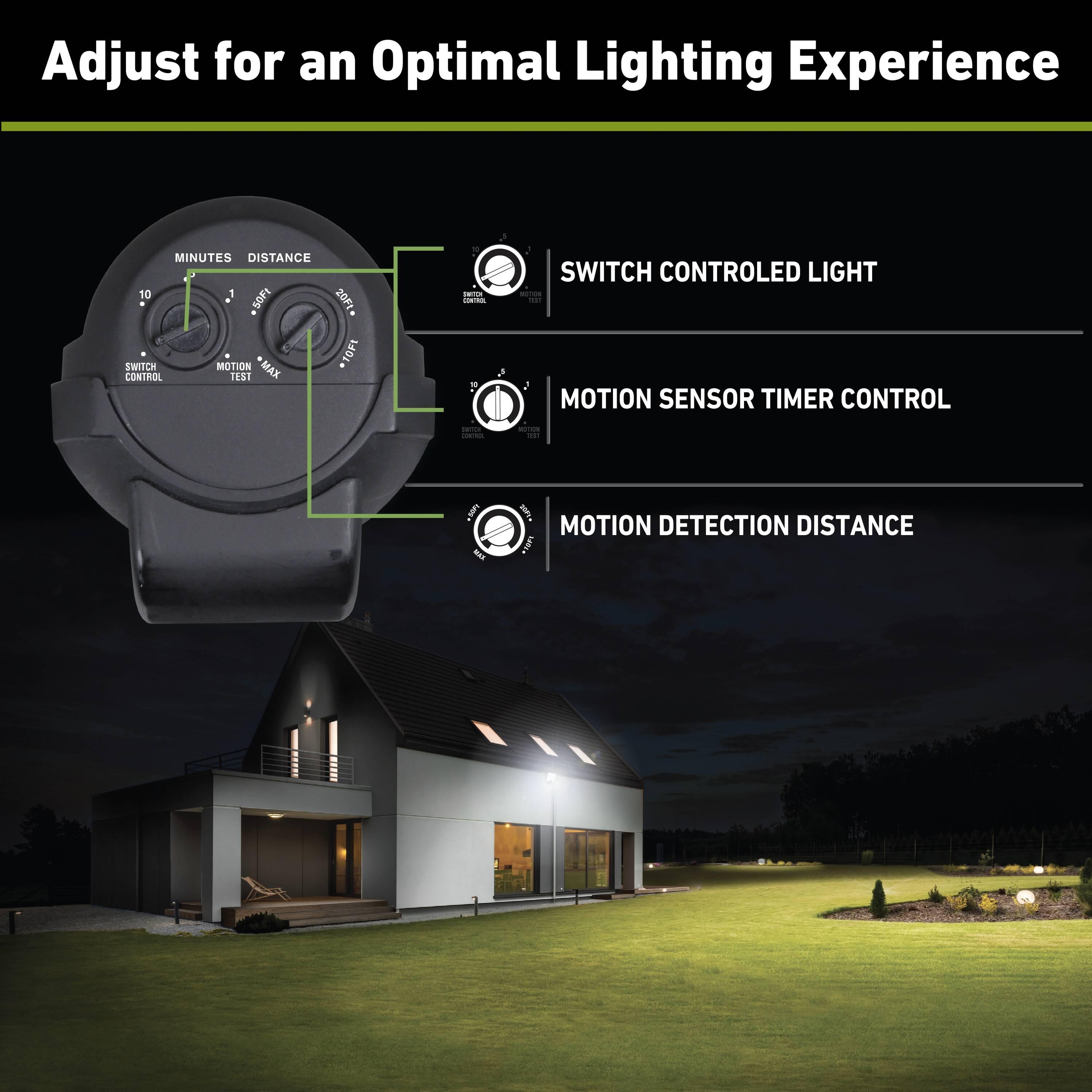 Good Earth Lighting Hyper Bright LED Motion Activated Security Flood - Bronze, 2000 or 7000 Selectable Lumens, 3000K/4000K/5000K Color Selectable Temperature, IP65 Rated