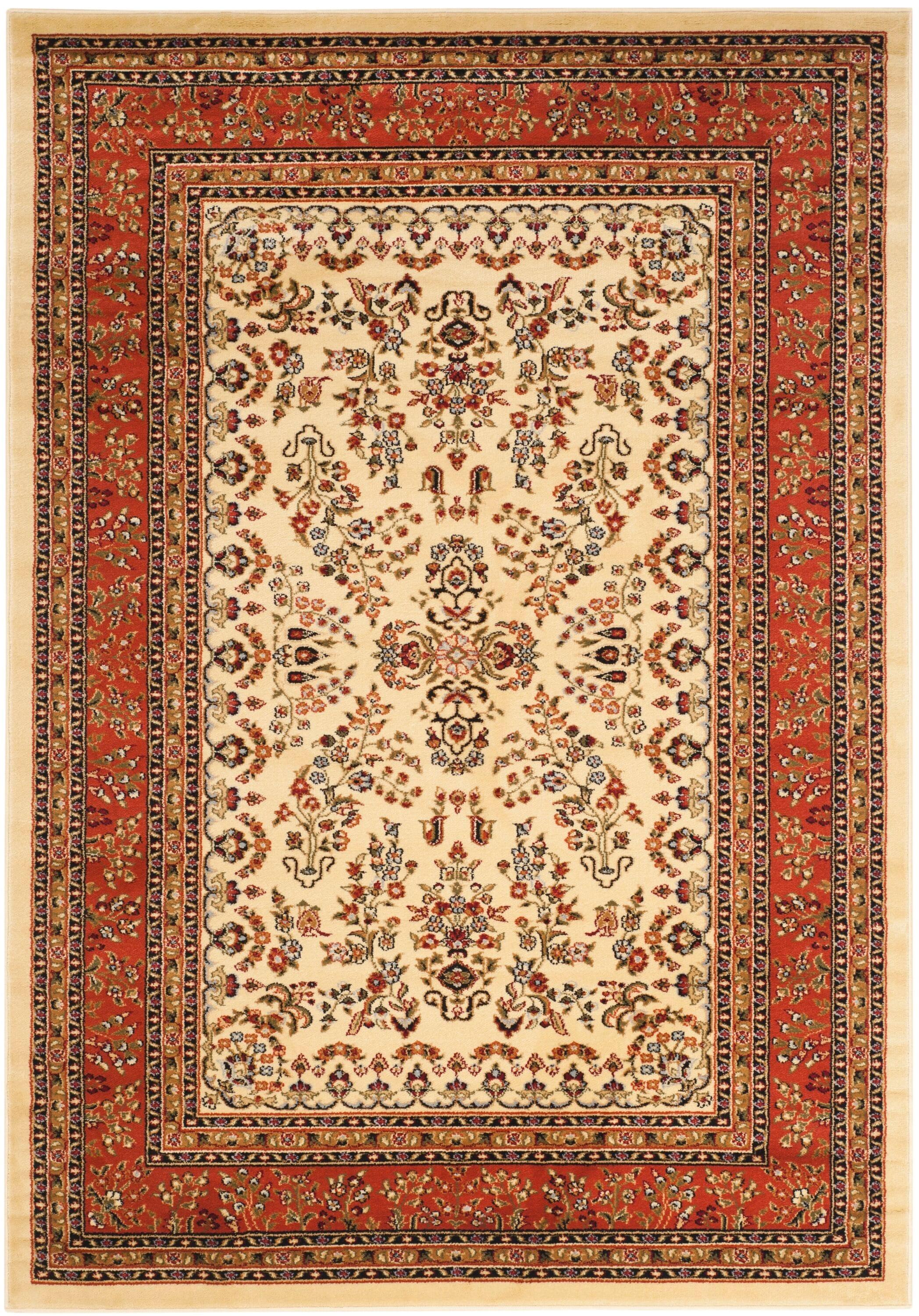 Lyndhurst Sarouk LNH331 Power Loomed Area Rug - Ivory/Rust - 9'x12' - Safavieh
