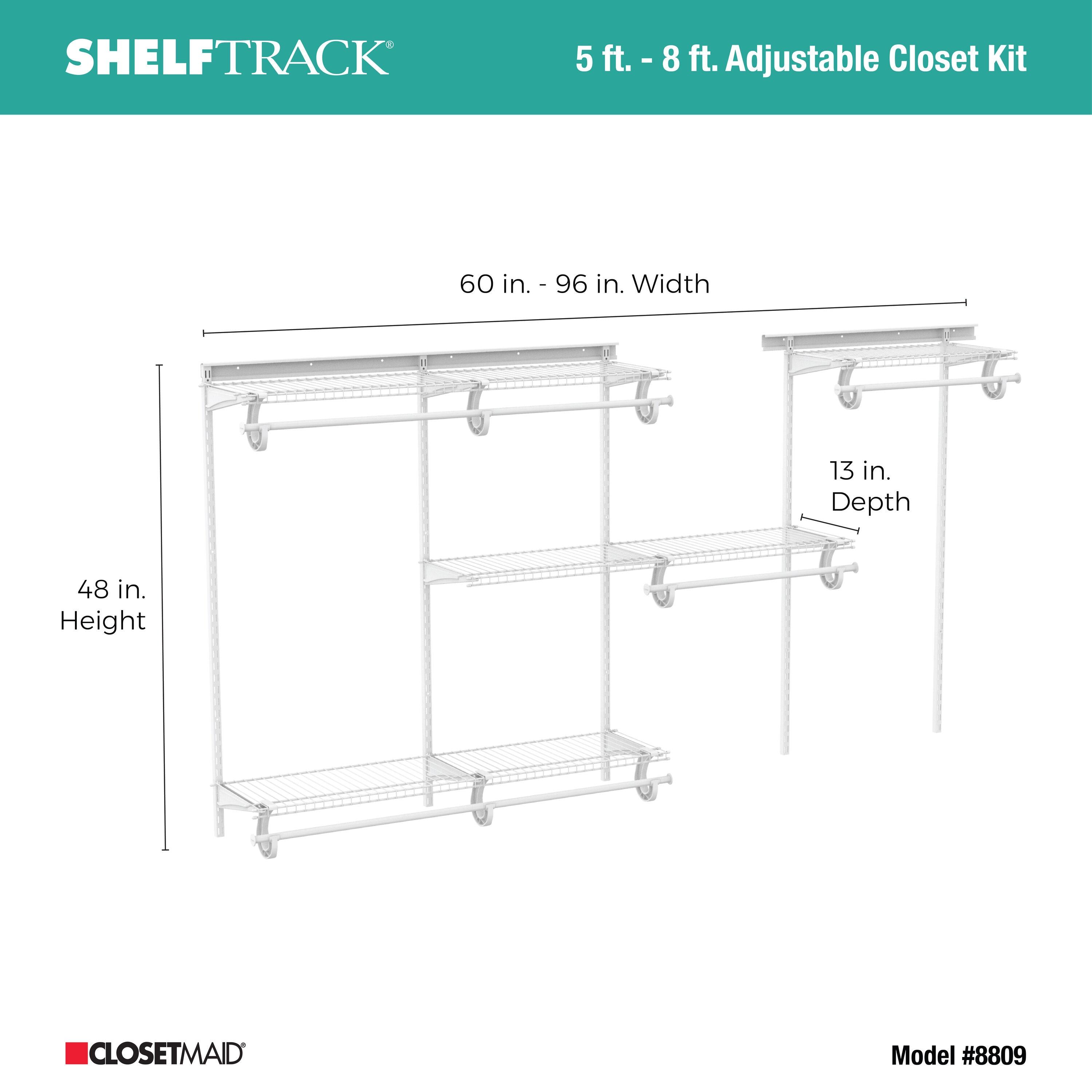 ShelfTrack 60" W - 96" W Closet System Starter Kit