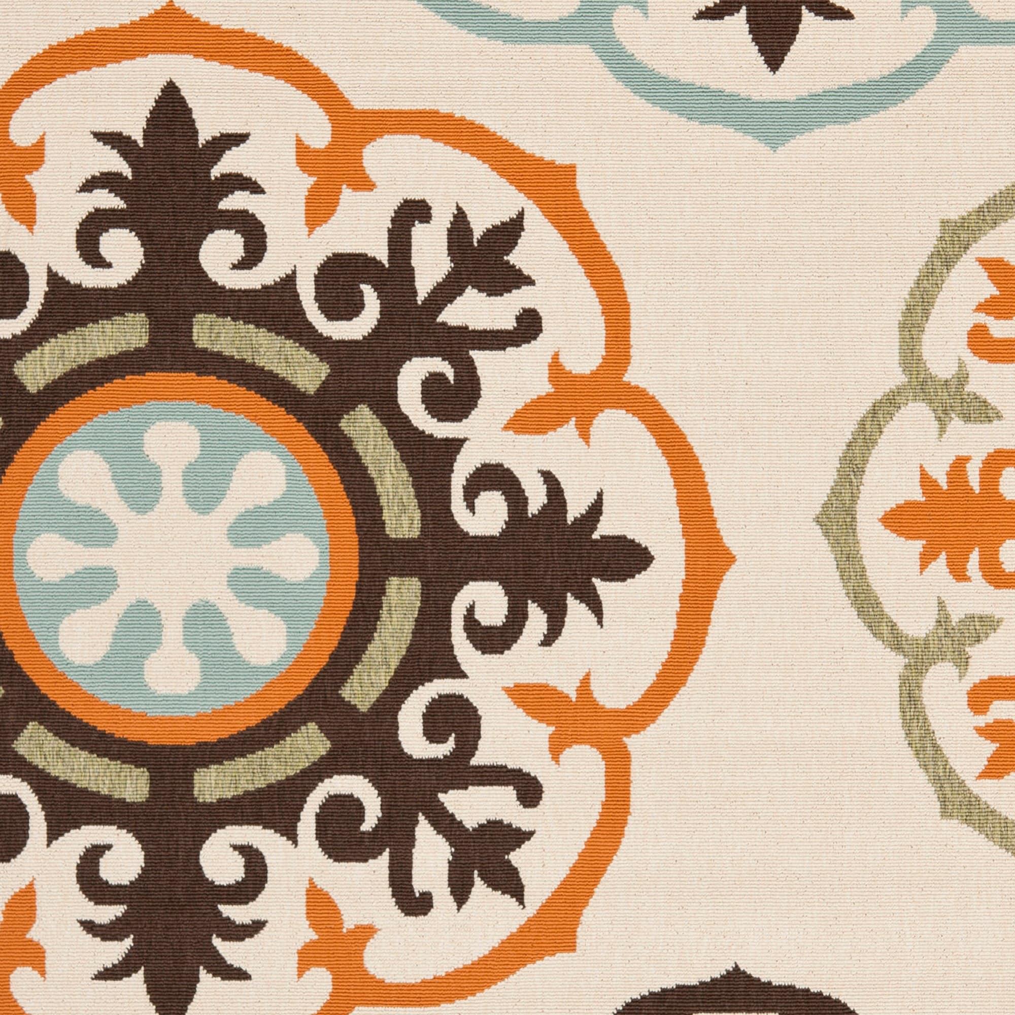 Veranda VER002 Power Loomed Indoor/Outdoor Runner Rug - Cream/Terracotta - 2'3"x8' - Safavieh.