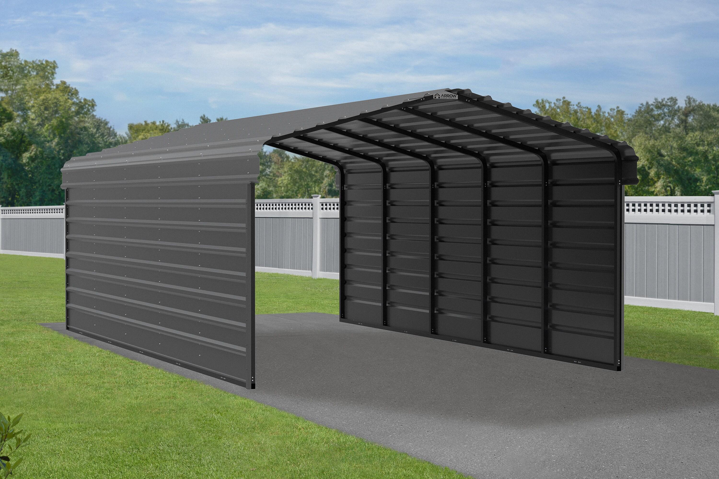 Arrow 24 x 12 ft Eggshell Carport with 2-sided Enclosure