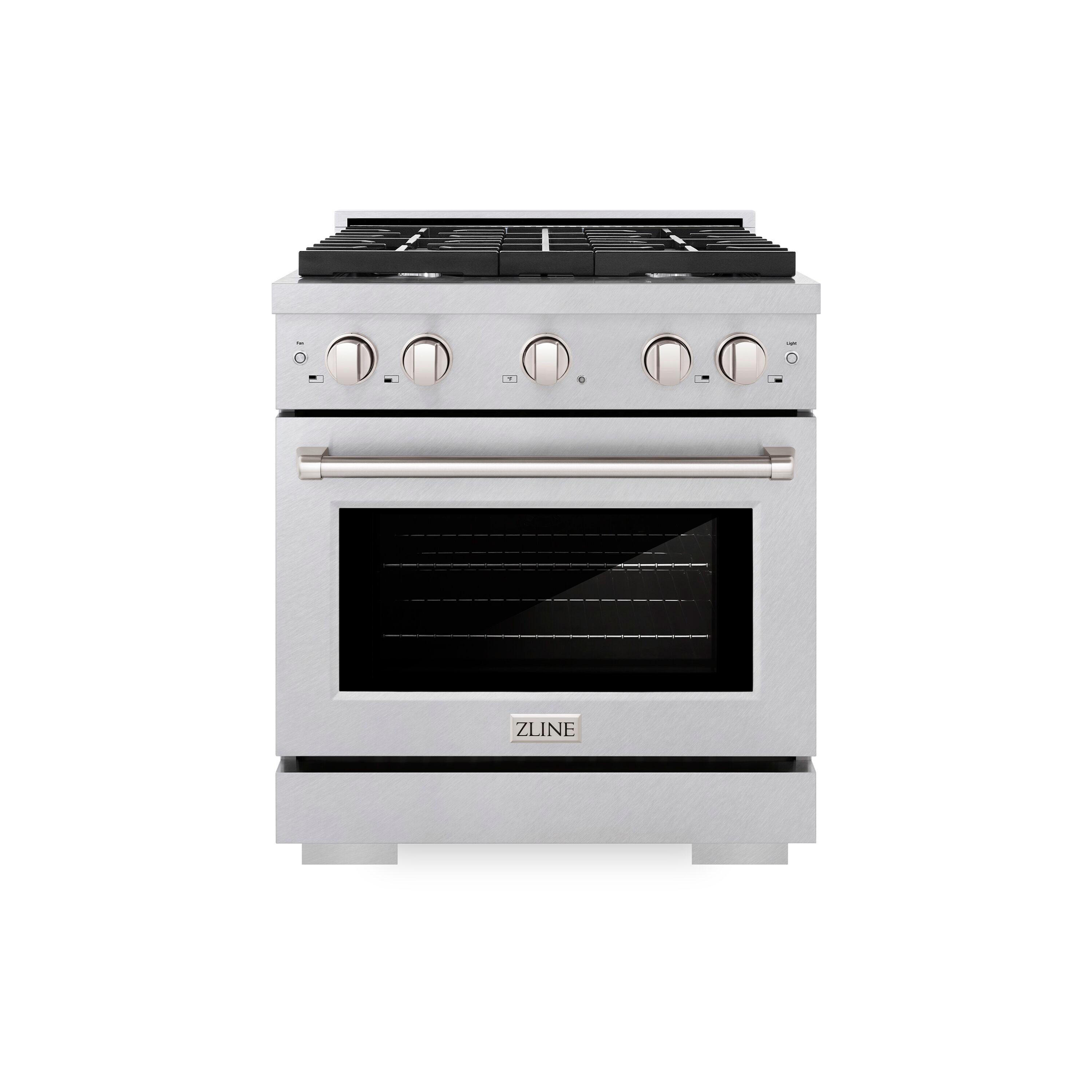 ZLINE Satin ZLINE 30 in. Paramount Gas Range w/ 4 Burners & Convection Oven w/ Door SGRS-30