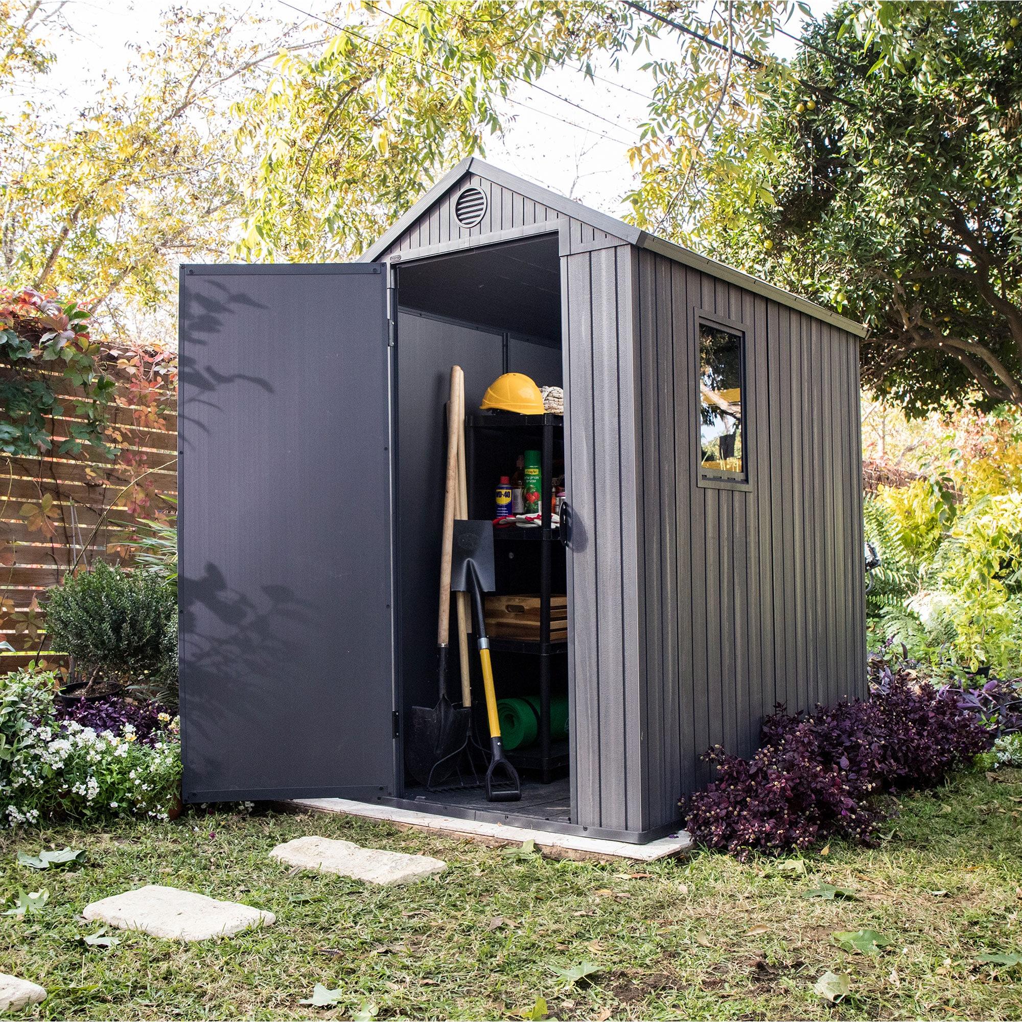 Darwin 4 ft. W x 6 ft. D Durable Resin Outdoor Storage Shed With Floor and Window for Garden Patio Furniture and Tools, Grey