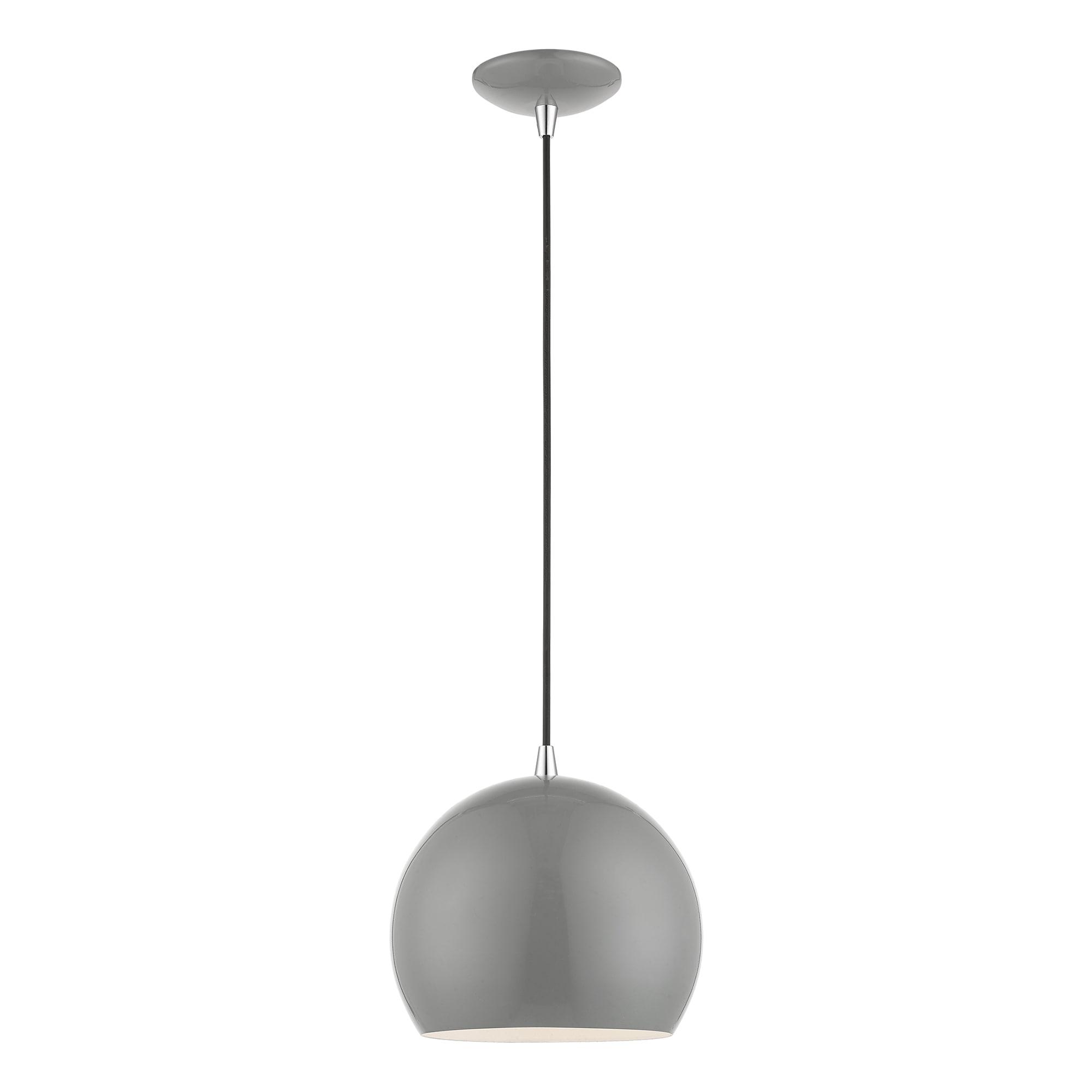 Livex Lighting Piedmont 1 - Light Pendant in  Shiny Light Gray/Polished Chrome