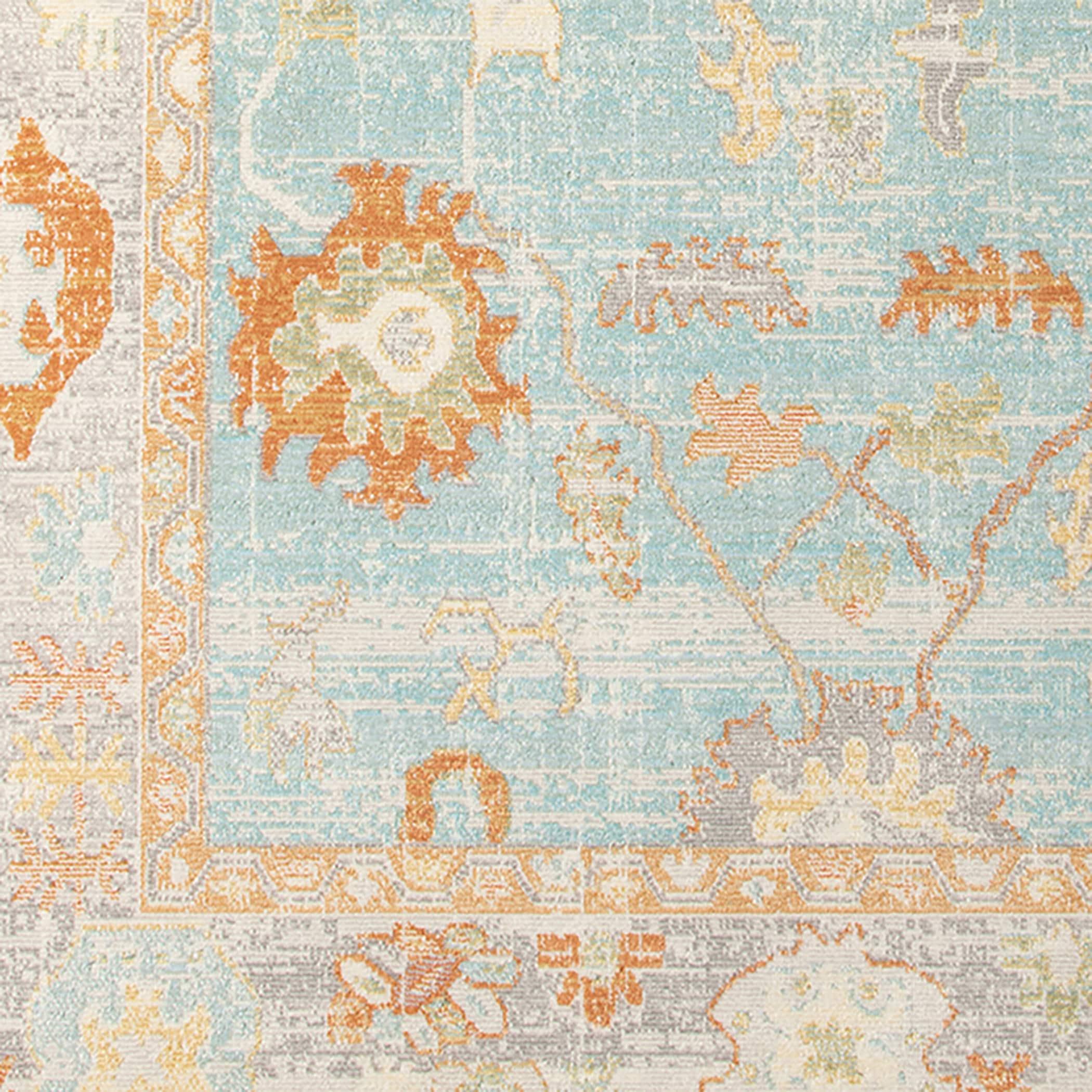 Aqua Boho Chic Transitional 5' x 7' Synthetic Area Rug