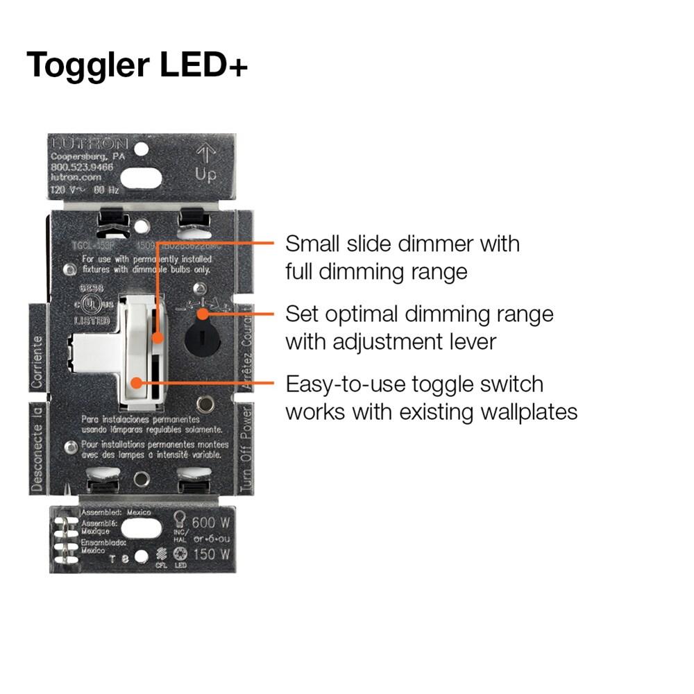 Black Smart Toggle Dimmer Switch for LED and Incandescent Bulbs