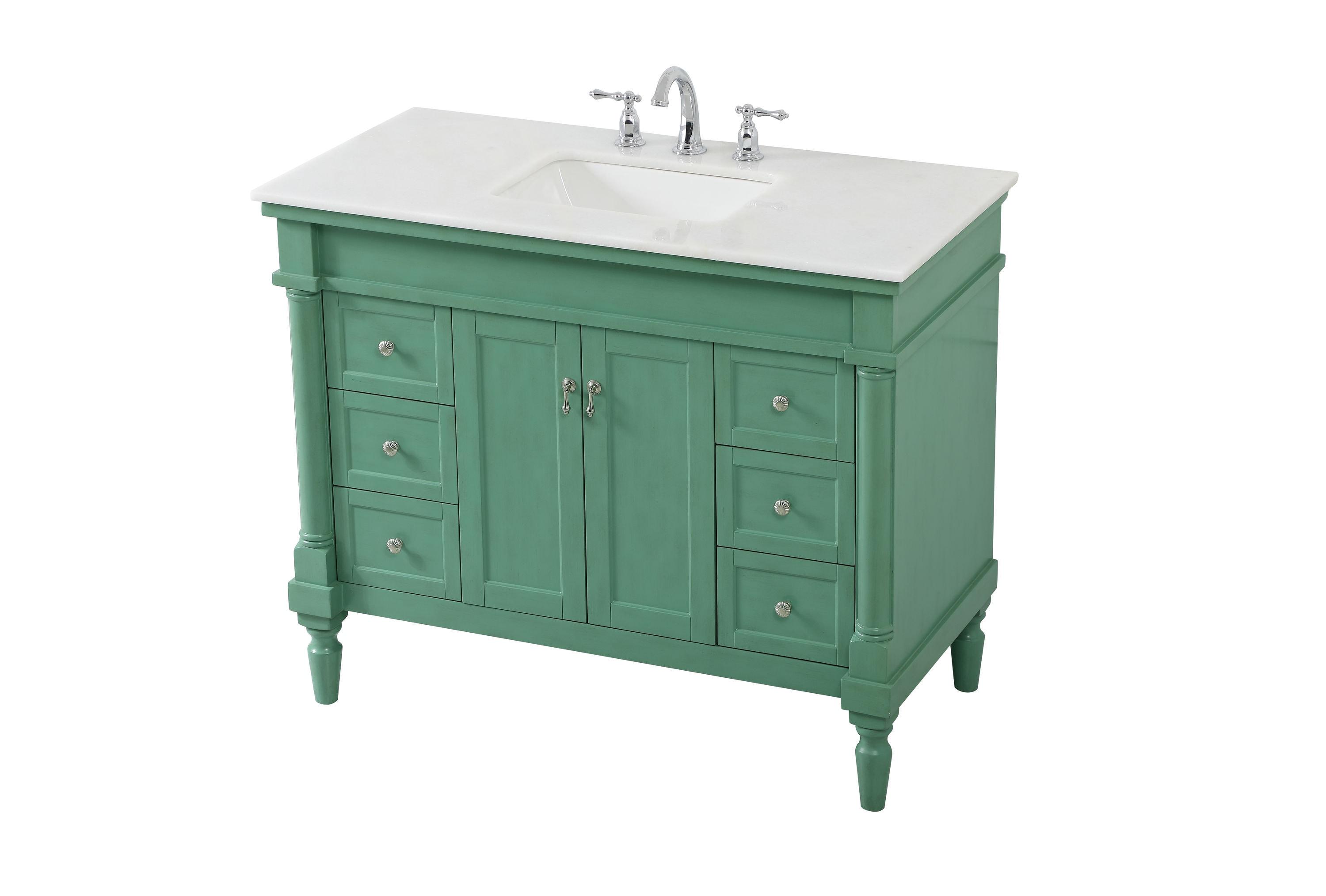 Elegant Decor Lexington 42" Solid Wood Single Bathroom Vanity in Vintage Mint