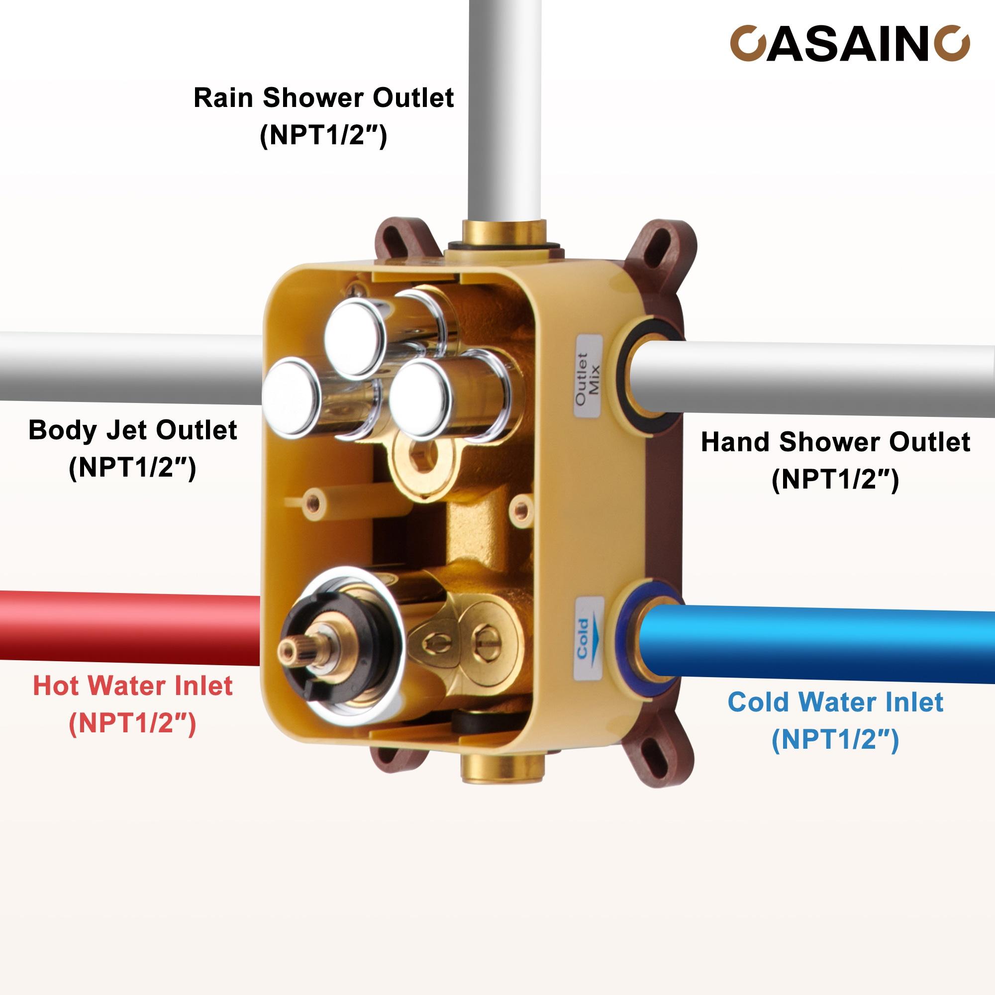 Thermostatic Rainfall Shower System with Rough in-Valve and Digital Display Handheld