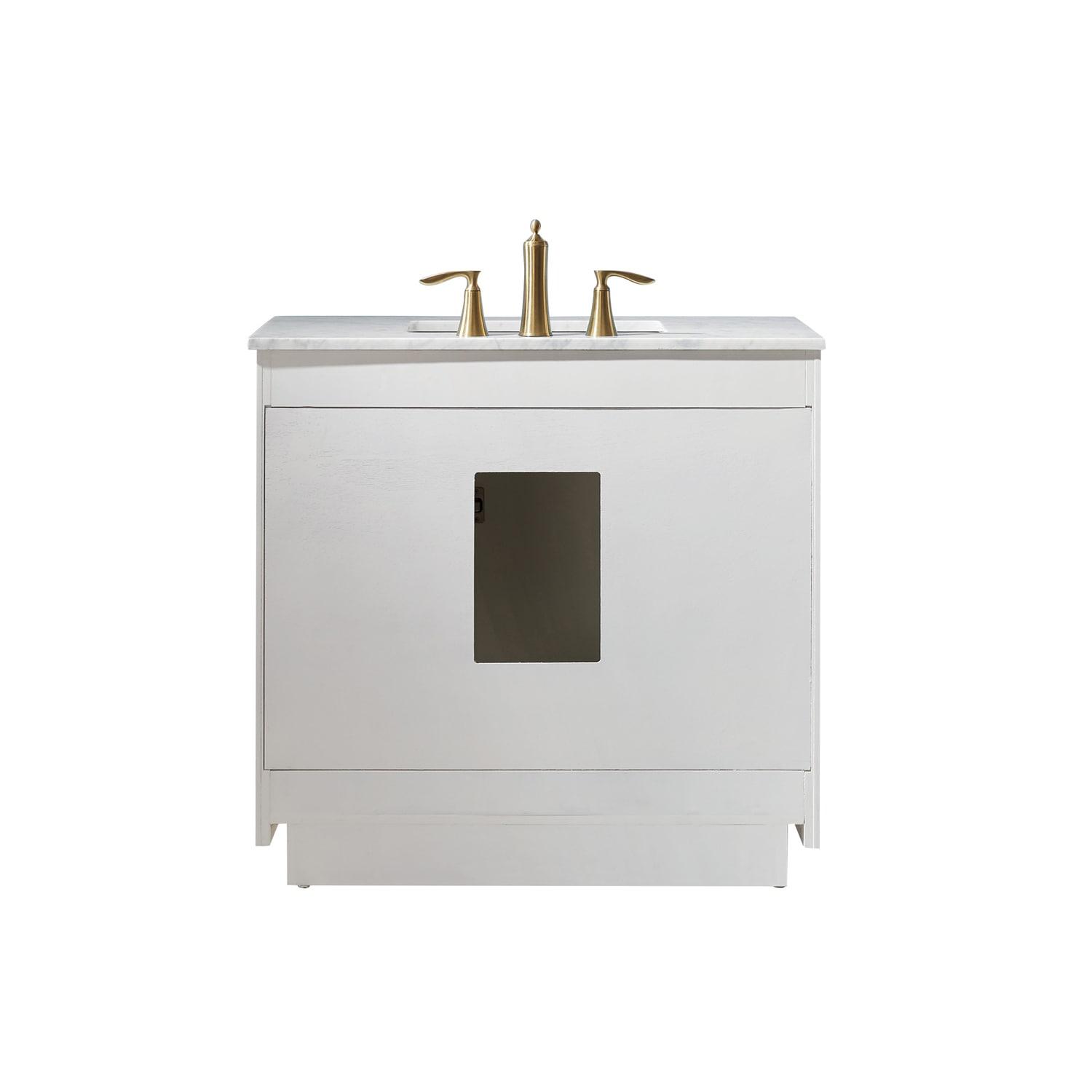 Ivy 36" Marble Countertop Single Vanity w/o Mirror White