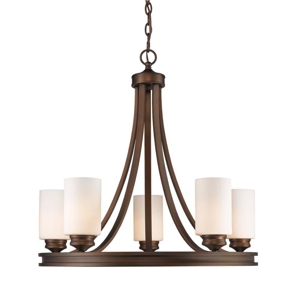 Golden Lighting Hidalgo 5-Light Chandelier in Sovereign Bronze with Opal Glass