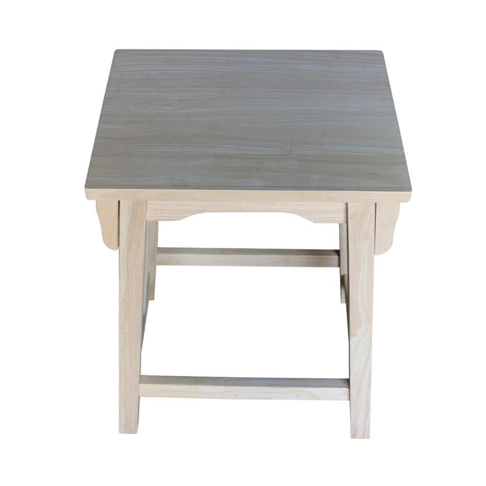 24" Mission Counter Height Barstool Unfinished - International Concepts: Solid Parawood, Rectangle Seat