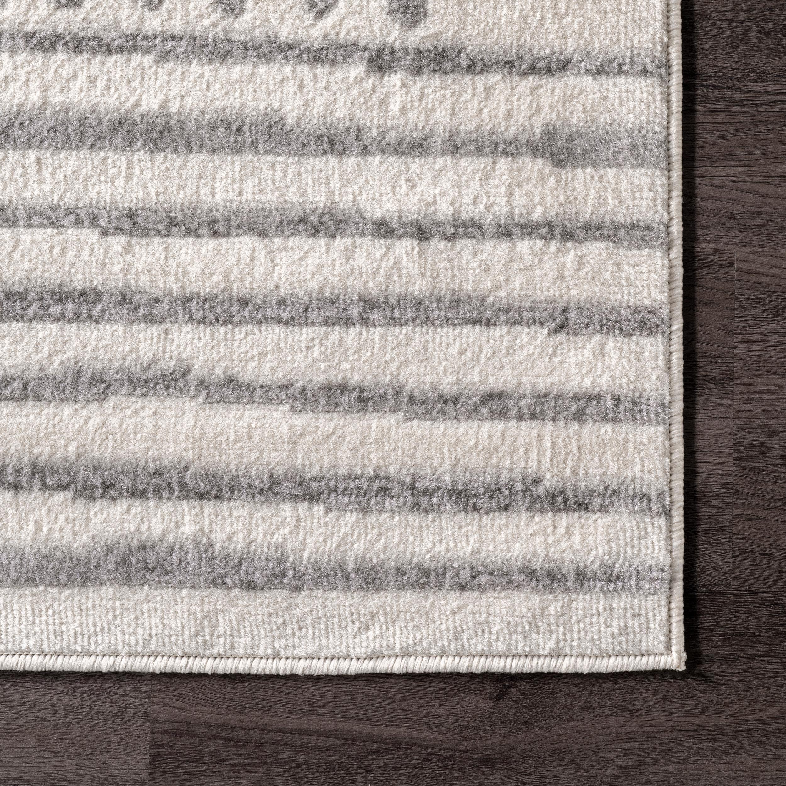 4'x6' Briggs Contemporary Striped Area Rug Light Gray - nuLOOM: Geometric Pattern, Low Pile, Indoor Use, Rectangle