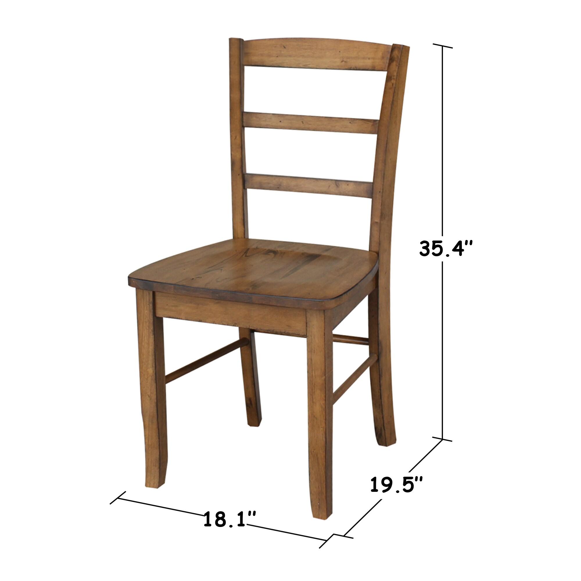 Set of 2 Madrid Ladderback Chairs Pecan - International Concepts: Solid Wood, Armless, Kitchen Seating