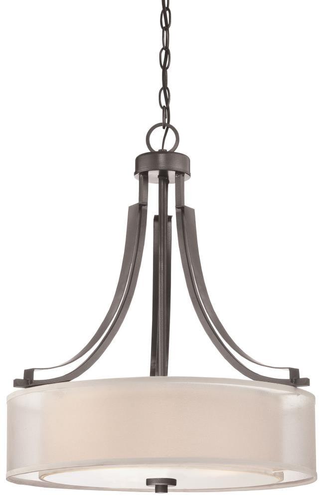 4104-172-Minka Lavery-Parsons Studio - Pendant 3 Light Translucent Sliver Linen in Transitional Style - 23.5 inches tall by 20.5 inches wide-Smoked