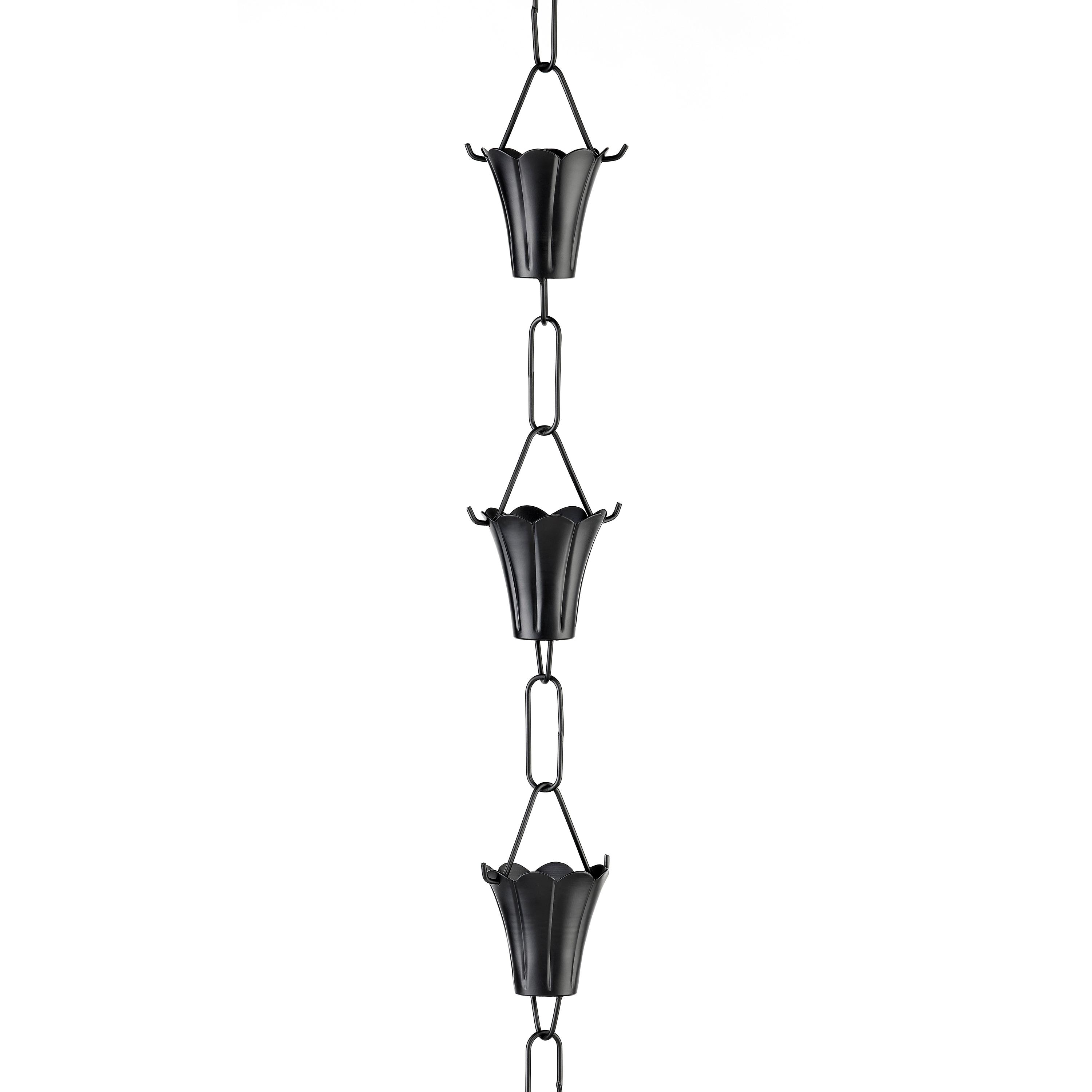 Fluted Flower Black Aluminum 8.5 ft Rain Chain