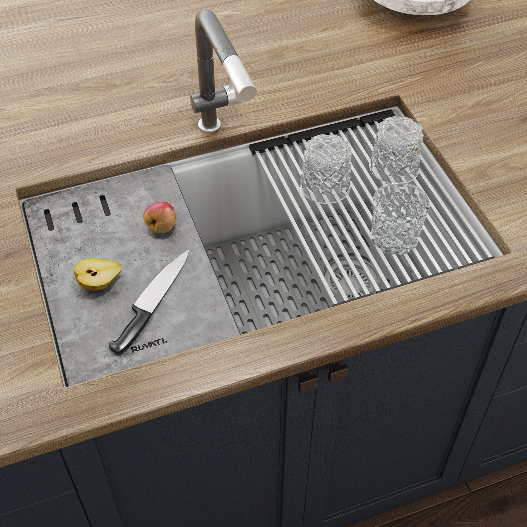 Ruvati 33-inch Undermount Workstation Granite Composite Kitchen Sink