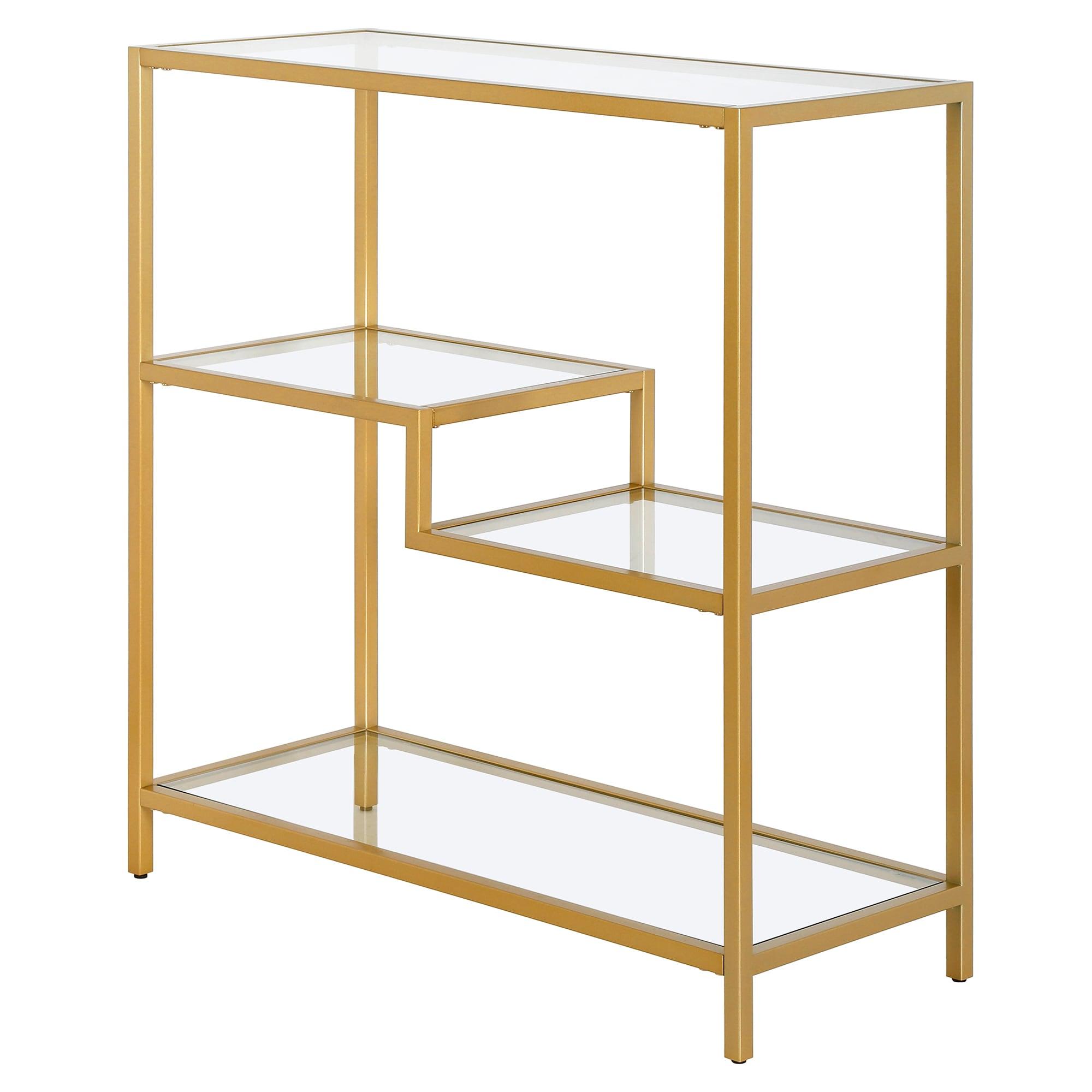 Evelyn&Zoe Johann 36" Tall Rectangular Bookcase, Gold