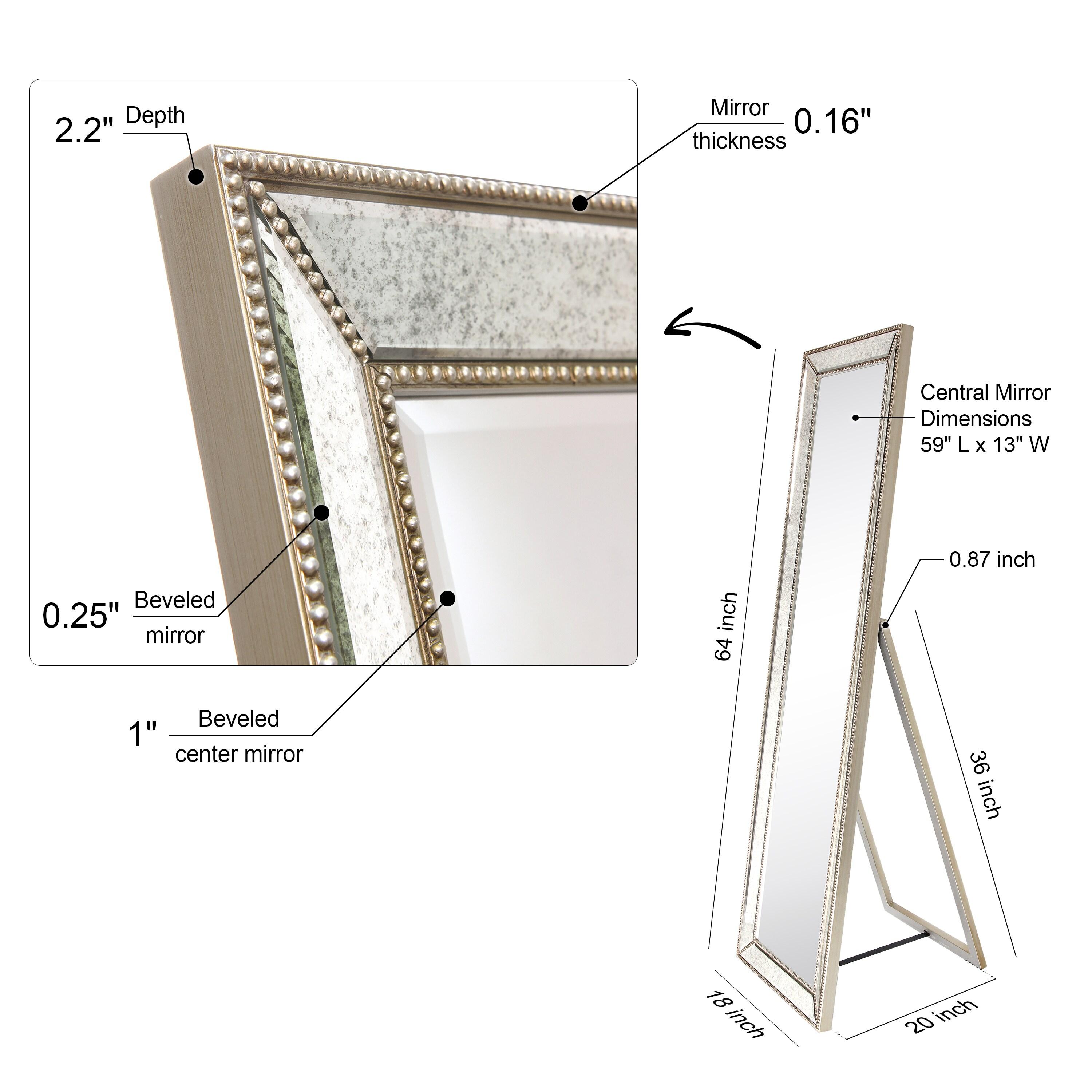 Empire Art Direct Champagne Bead Beveled Rectangular Wall Mirror - Clear 18 in. x 2.16 in. x 64 in.