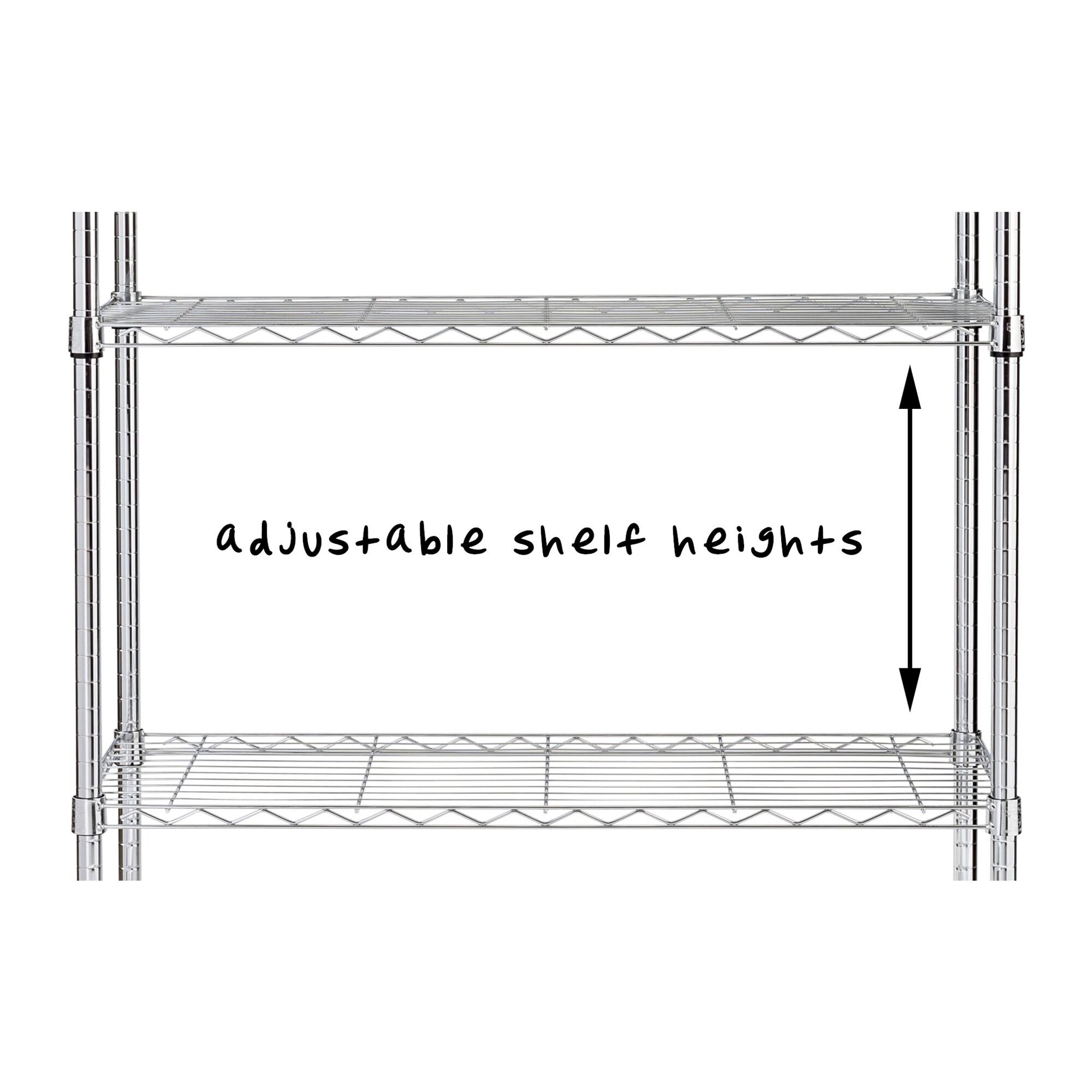 Honey-Can-Do 4 Tier 250lb per shelf Shelving Unit Chrome: Steel Wire Storage, 54" H x 36" W x 14" D, Universal Utility Shelves