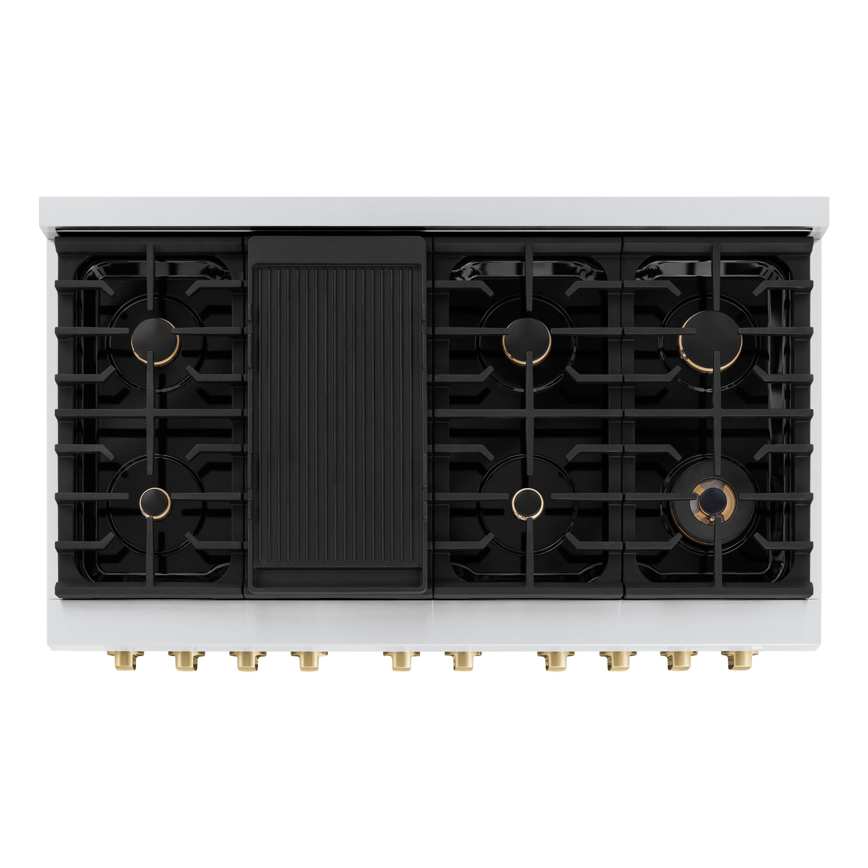 ZLINE Autograph Edition 48" Paramount Gas Range w/ 8 Burners & Champagne Bronze Accents