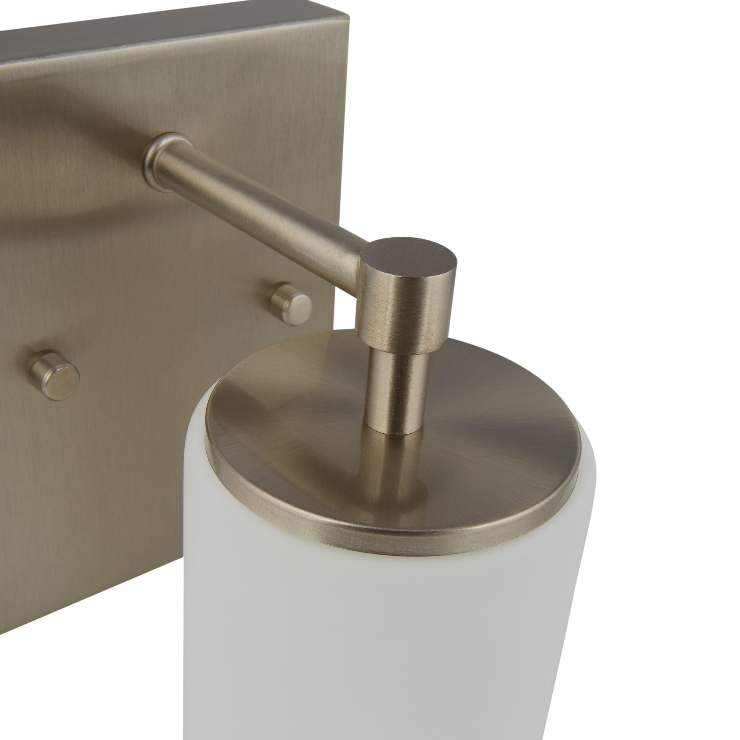 Alturas 4.375 in. Brushed Nickel Modern Contemporary Wall Sconce Vanity Light with Satin Etched Glass Shade