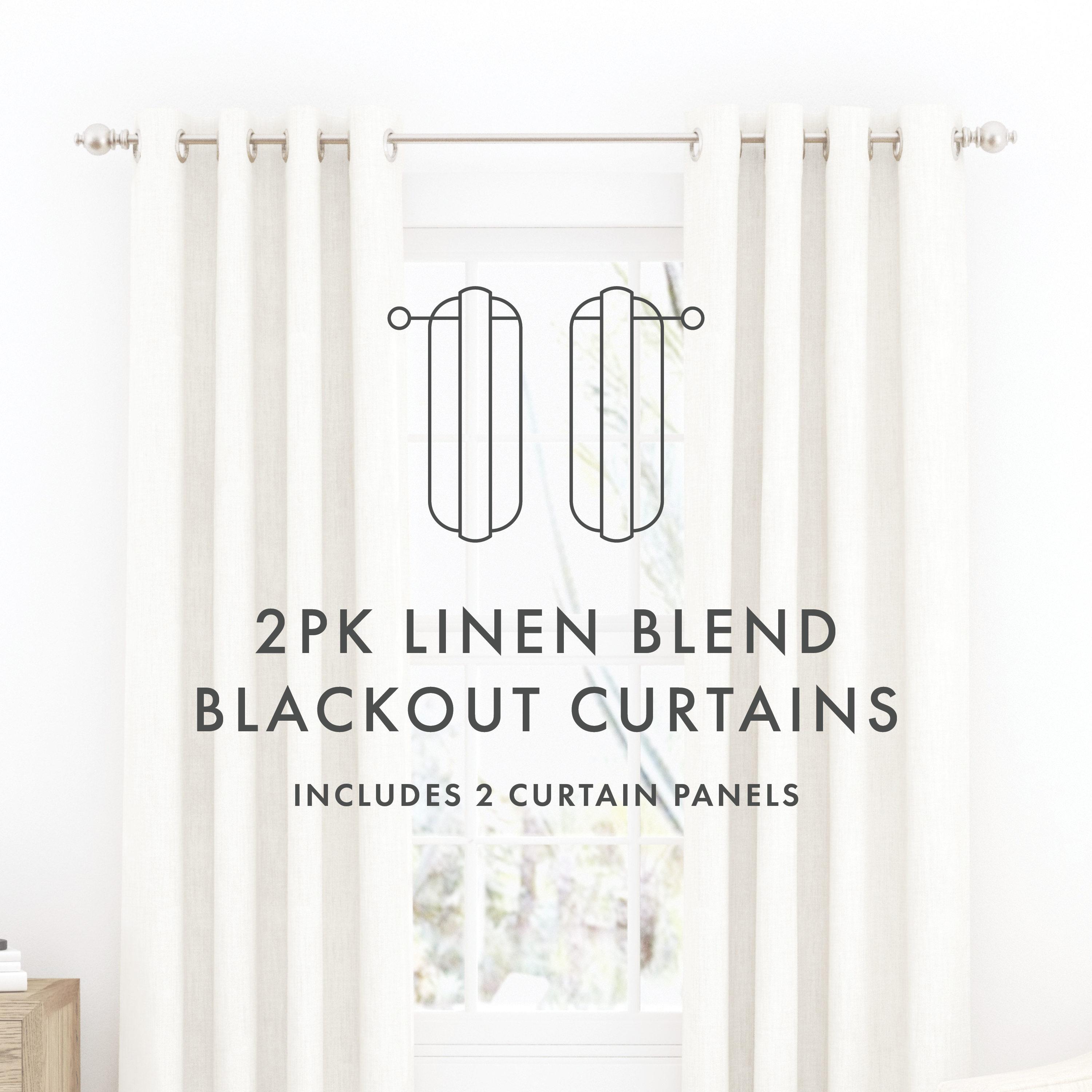Noble Linens Ivory Linen Blend Energy Saving Grommet Curtain Panel, 50" x 84" 2 Panels