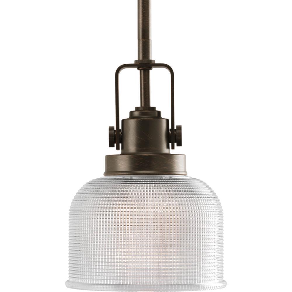 Progress Lighting Archie 1-Light Mini-Pendant, Polished Chrome, Prismatic Glass Shade