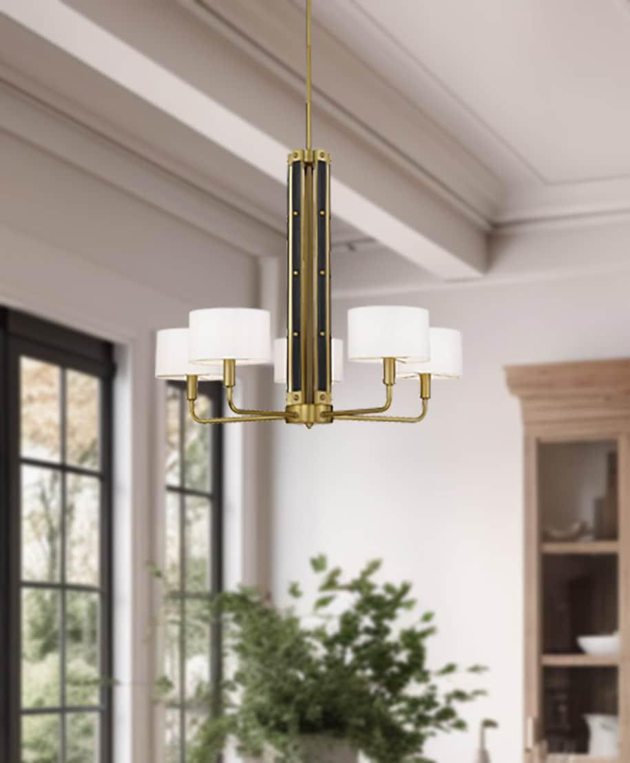 Minka Lavery Minka Lavery Chelsea Soft Brass With White Silk Chandelier