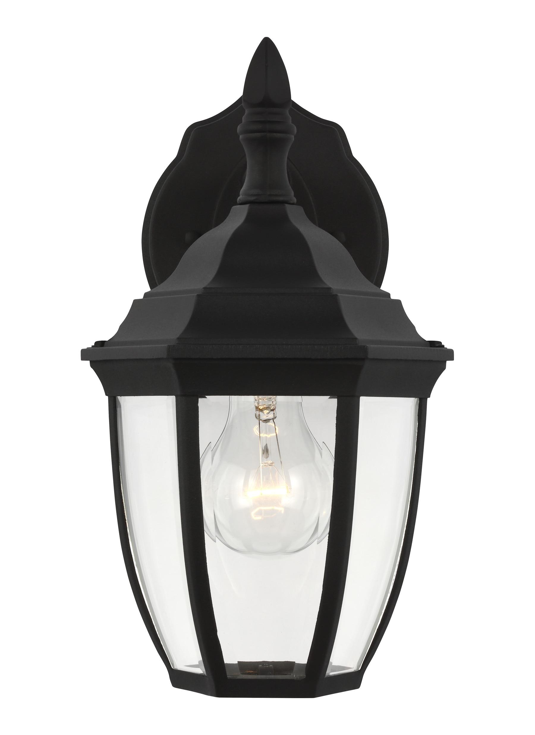 Bakersville 11'' Black Steel Outdoor Lantern Sconce with Clear Beveled Glass