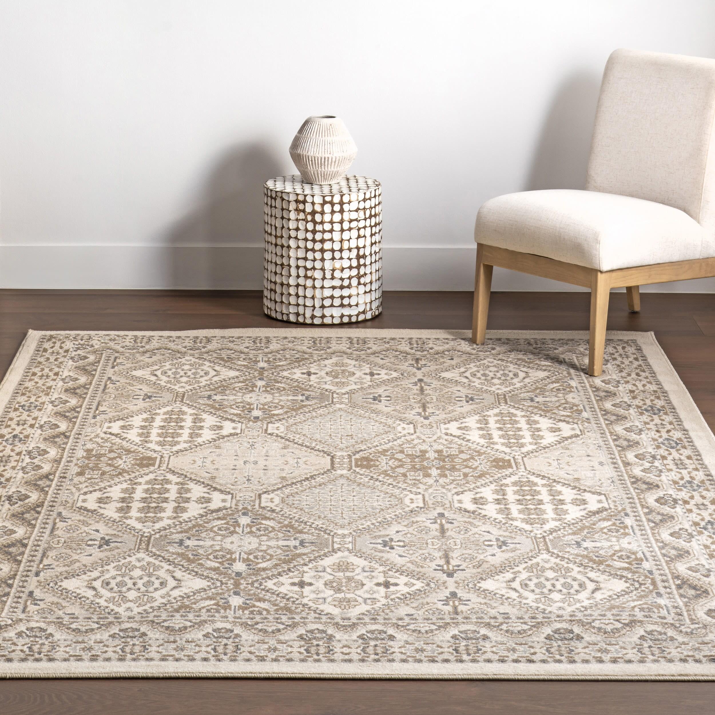 Nuloom 5x8 Becca  Tiled Indoor Area Rug, Beige, Faded Transitional Design, Stain Resistant, BedroomLiving Room, Kitchen,