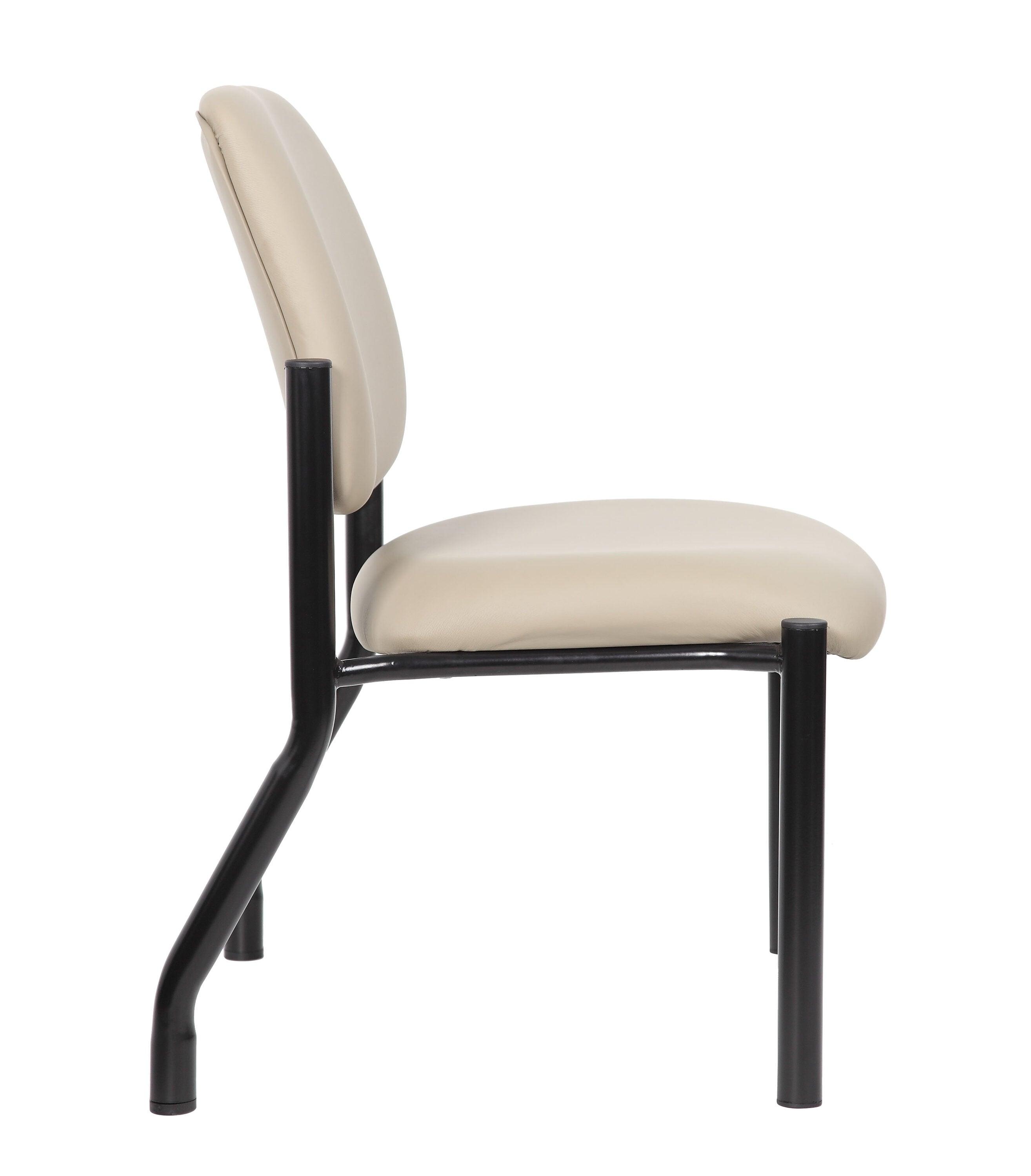 Boss Office Products Antimicrobial Armless Guest Side Chair, 400 lb. weight capacity, Beige