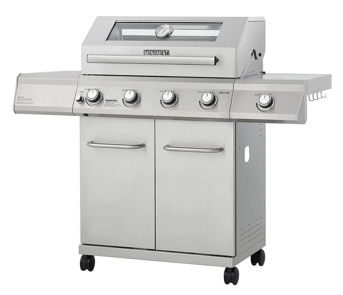 Monument Grills Mesa 405K with smoker box4-Burner Liquid Propane 52000 BTU Gas Grill Stainless With Side Burner