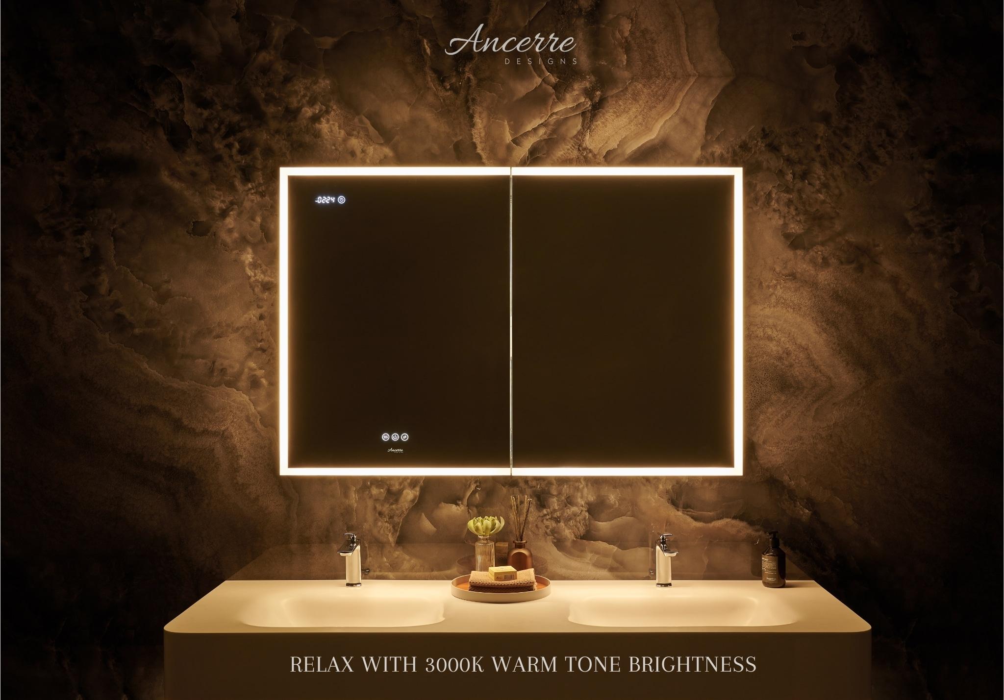 Ancerre Designs Pagani LED Mirror Medicine Cabinet With Defogger, Dimmer, Magnifier & USB Outlet