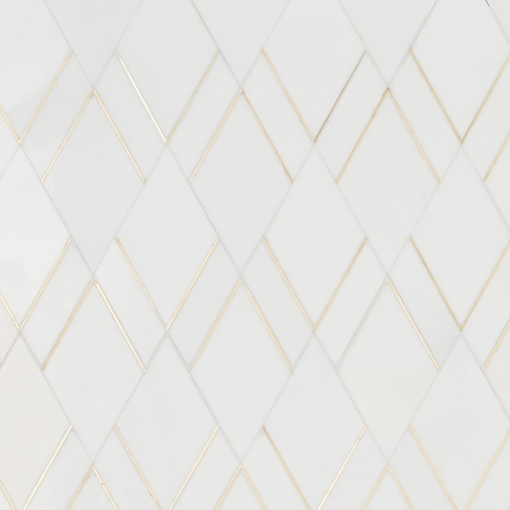 Mehko 11.81 in. x 14.96 in. Polished Marble and Brass Wall Tile