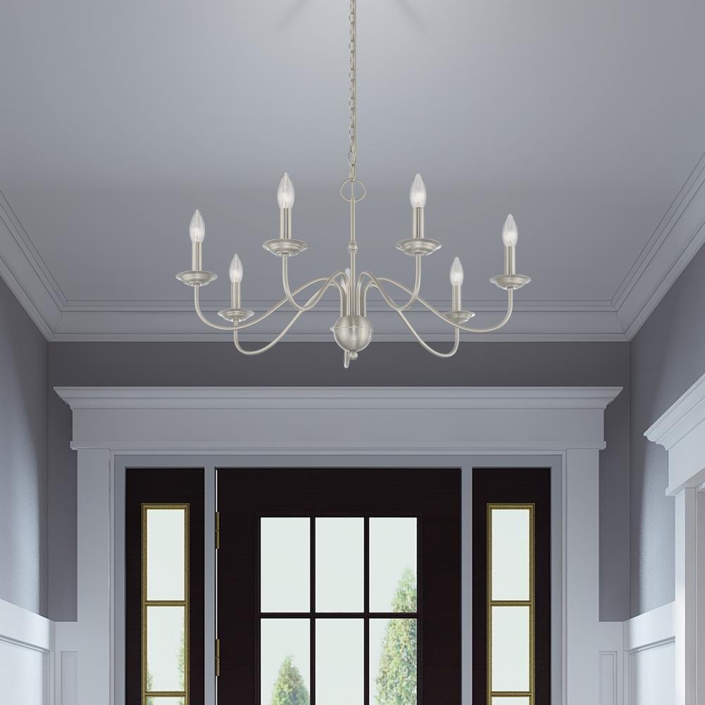 Elegant Windsor Brushed Nickel 7-Light Plug-in Chandelier