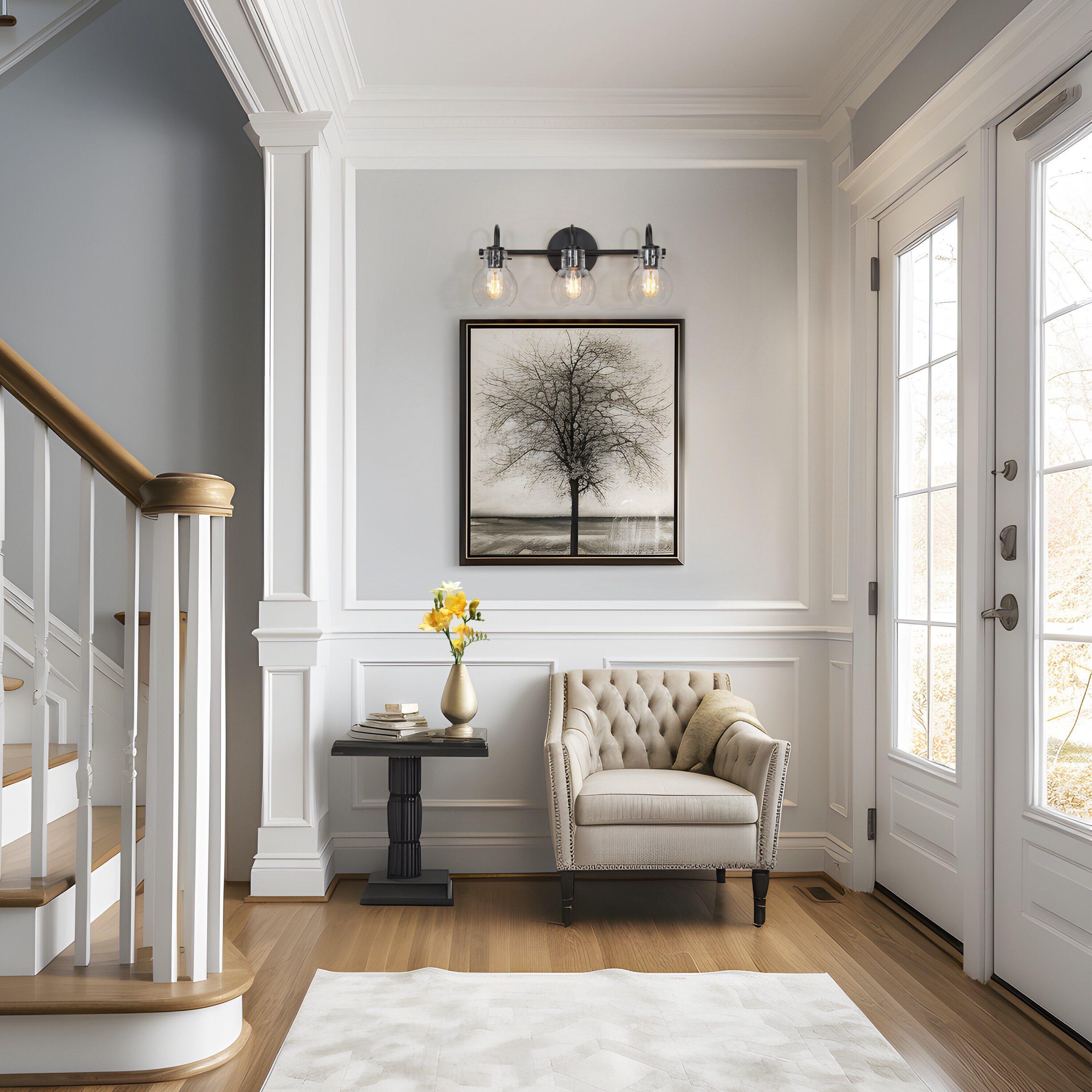 LNC Charm 22-in 3 -Light Matte Black Farmhouse Vanity light bar