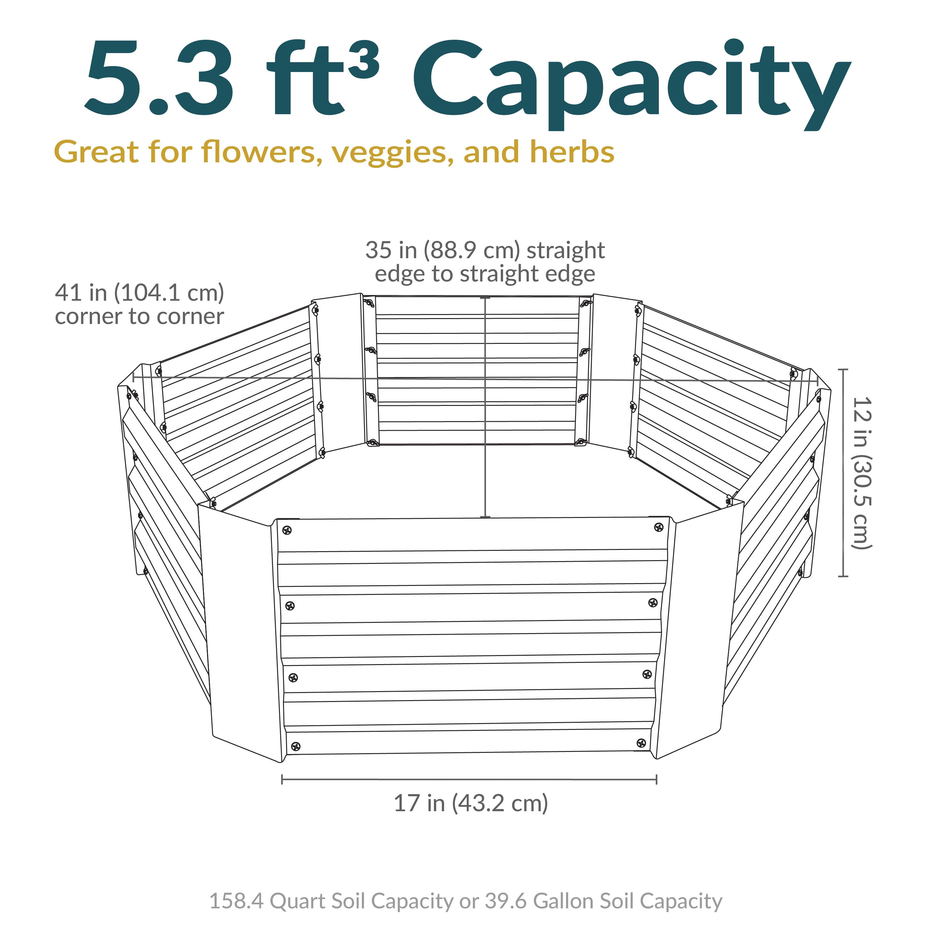 Sunnydaze Galvanized Steel Hexagon-Shaped Raised Garden Bed - Gray