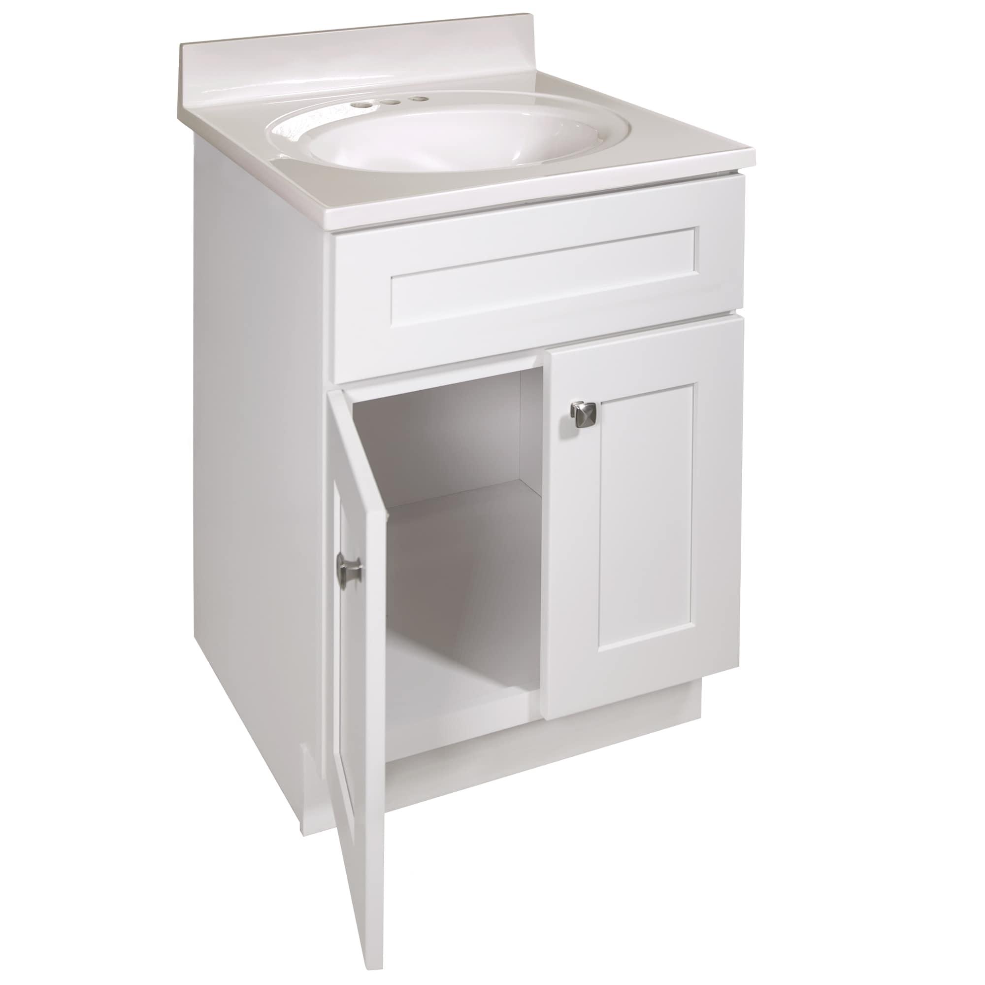 Brookings 25 Inch Bathroom Vanity with Top, Ready to Assemble, Sherwin Williams® White – Design House, 584870