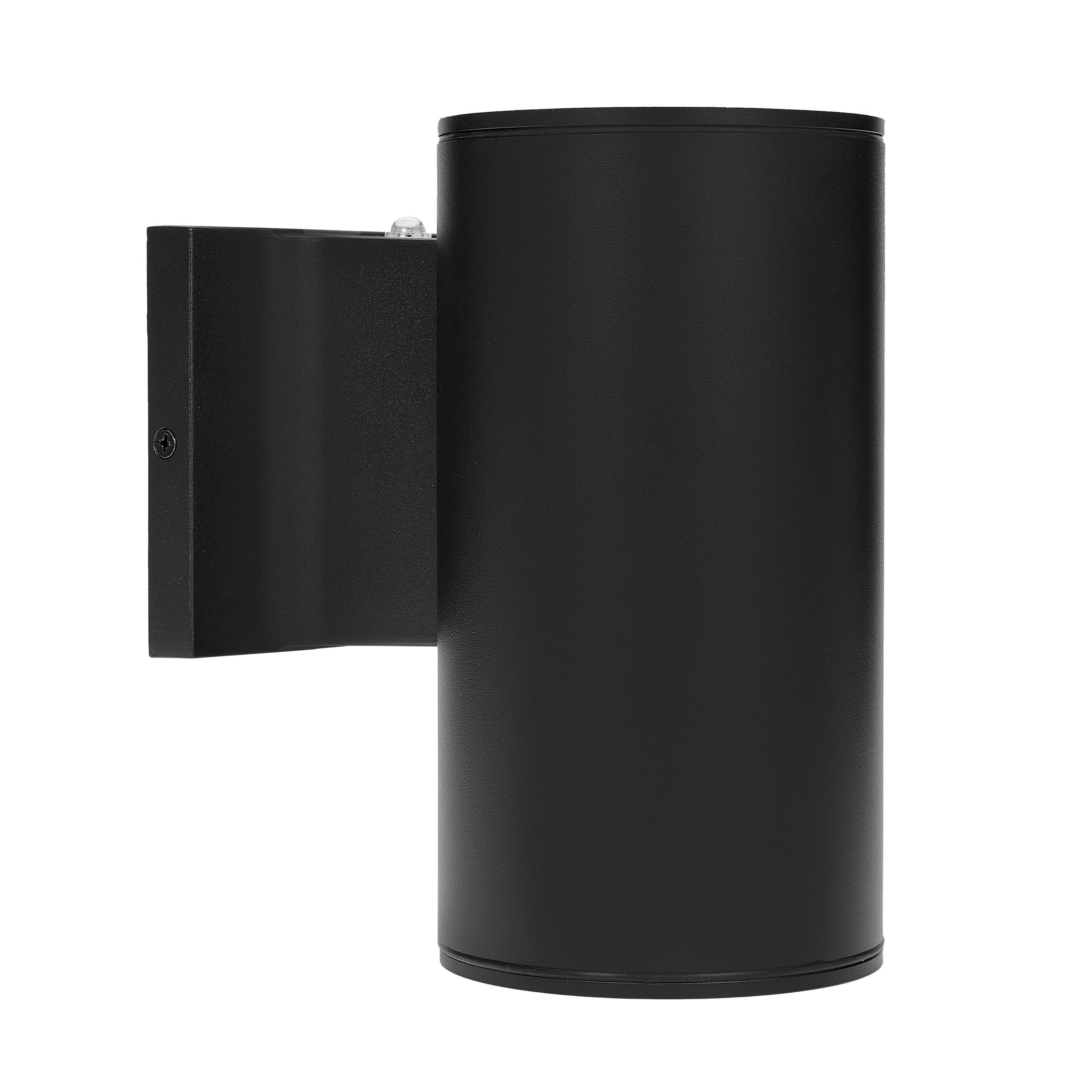 Maxxima Cylinder LED Outdoor Wall Light, Modern Wall Wash, 12 Watt, 1050 Lumens, 5 CCT 2700K/3000K/3500K/4000K/5000K, Dusk to Dawn Photocell Sensor, Exterior Garage, Patio, or Porch Lighting, Black