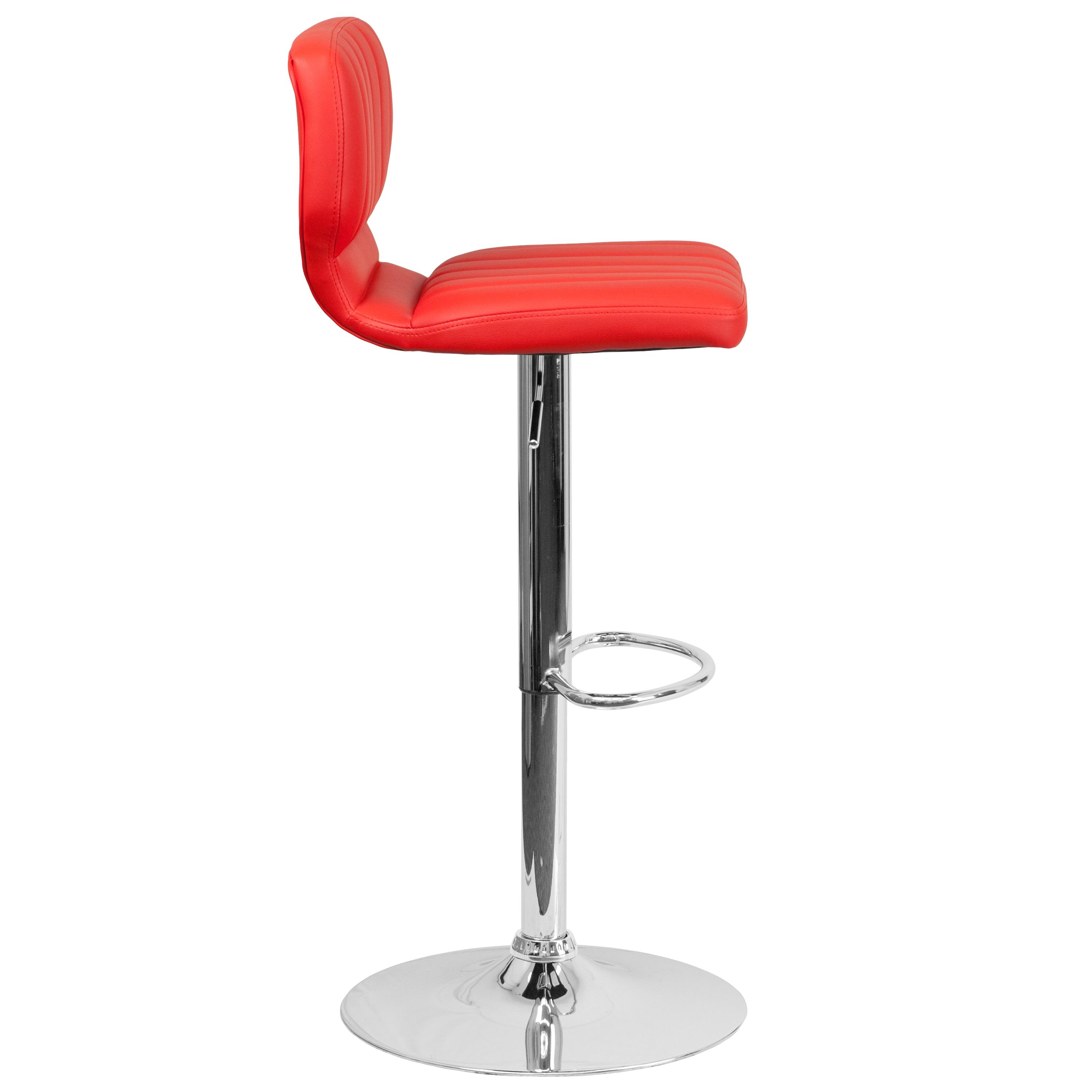 Flash Furniture Bar Stool with 360-Degree Swivel & Adjustable Height, Red