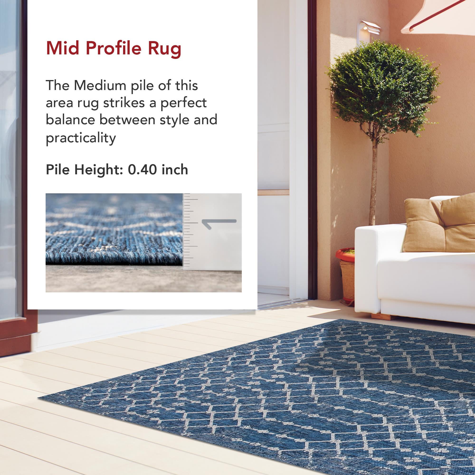 Nuloom Grayson Trellis 5x8 Indoor/Outdoor Area Rug for Living Room Patio Deck Front Porch Kitchen, Blue/Ivory