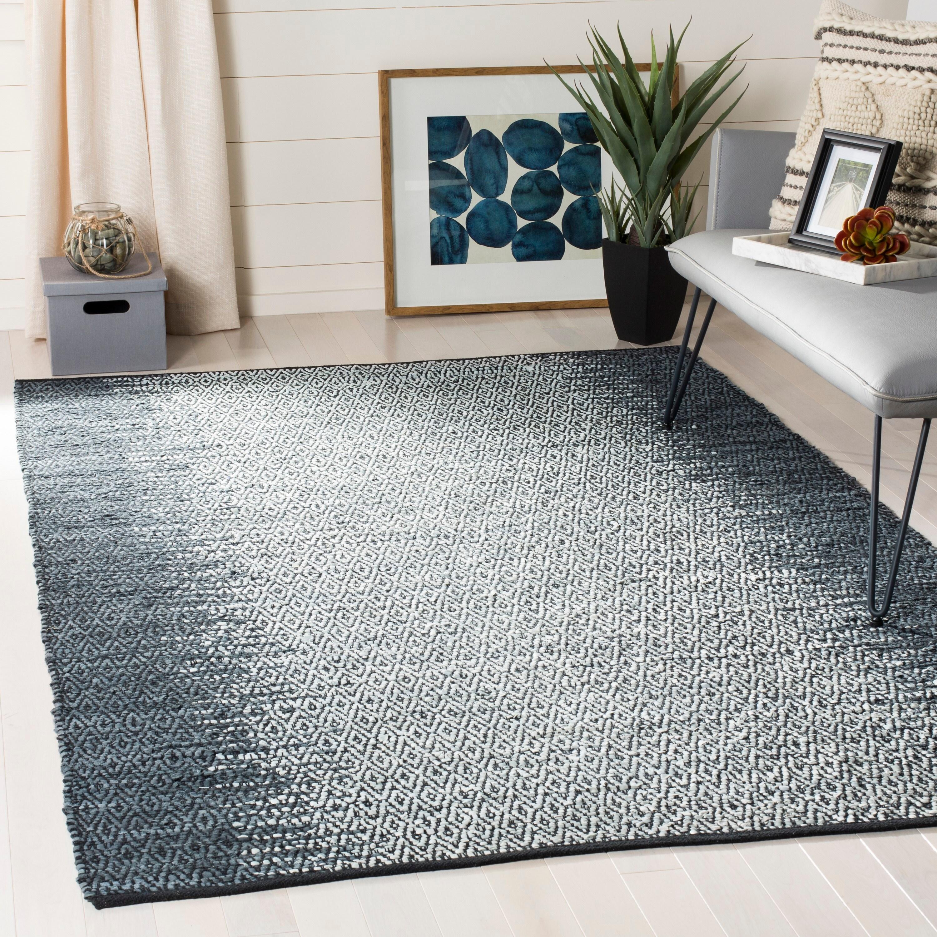 Vintage Leather VTL101 Hand Woven Indoor Accent Rug - Grey/Cream - 3'x5' - Safavieh