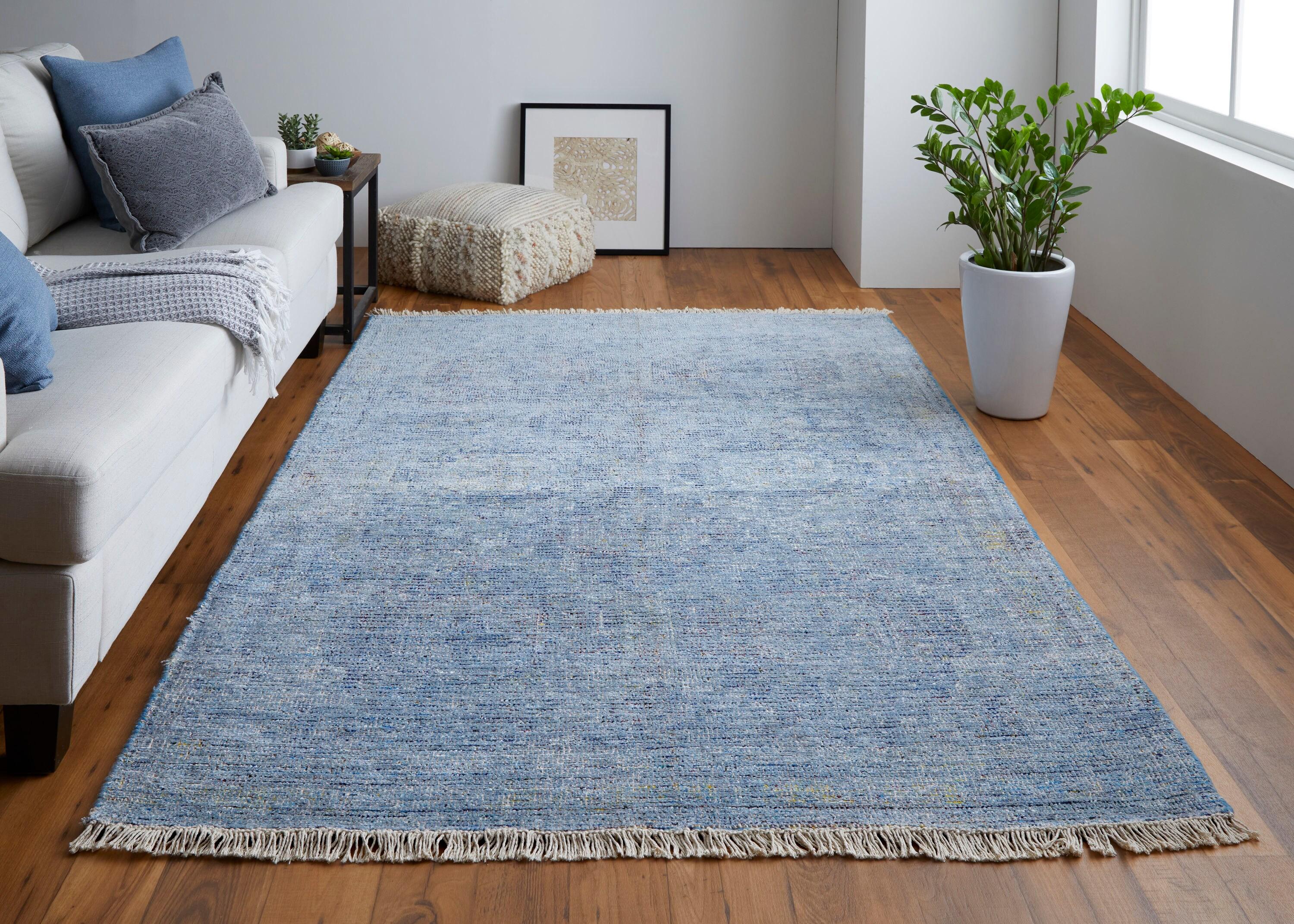 Caldwell Transitional Distressed Blue/Ivory Area Rug