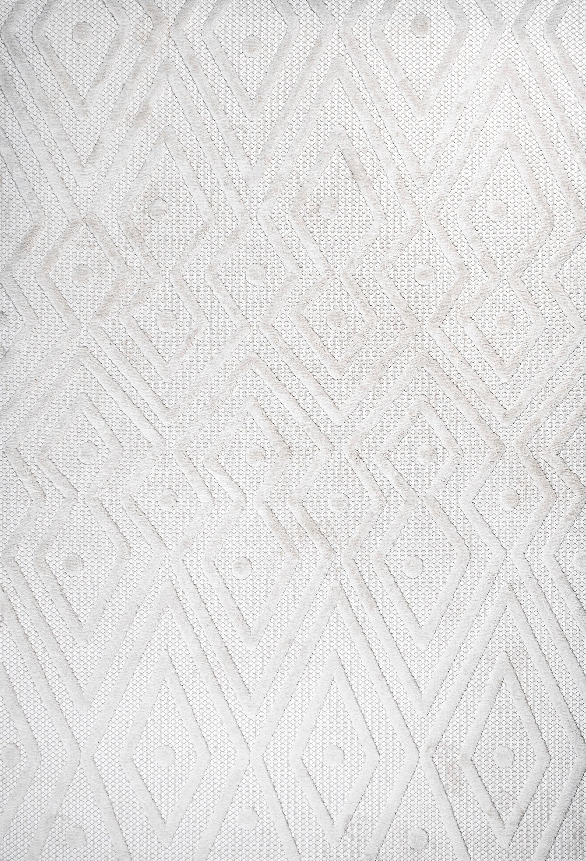 4'x6' Balansat Moroccan Diamond Indoor/Outdoor Area Rug, Ivory - JONATHAN Y