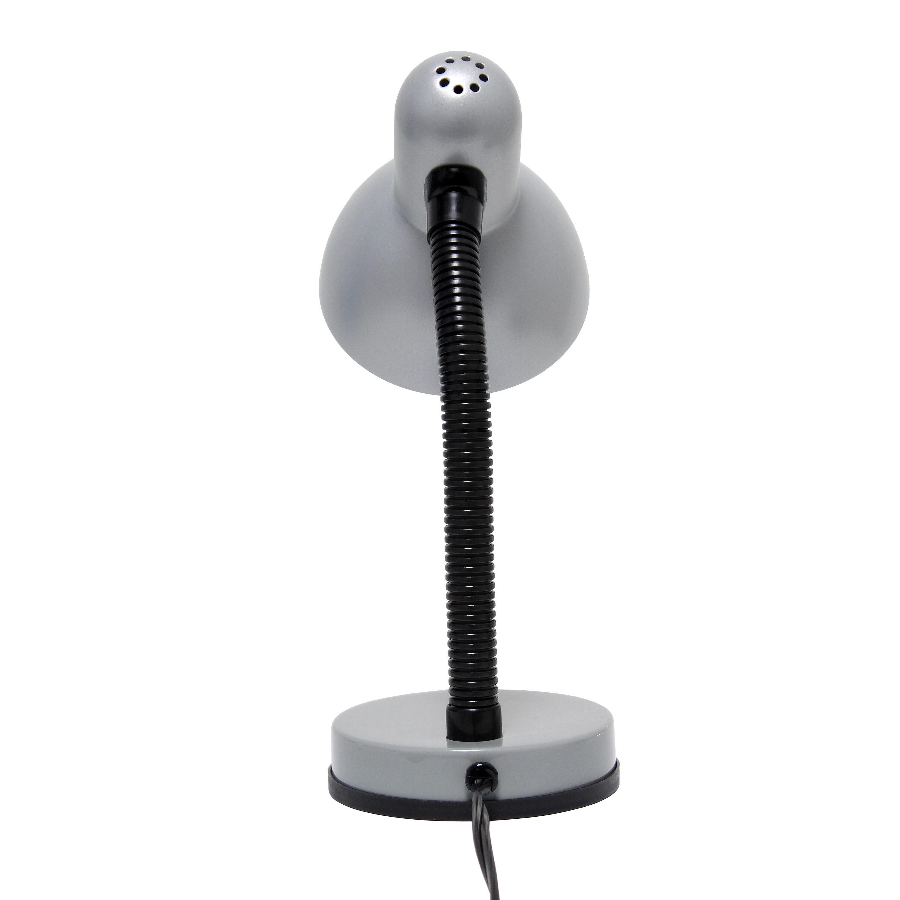 Creekwood Home Essentix 14.25" Traditional Metal Desk Lamp with Flexible Gooseneck Silver: ETL Listed, No Assembly Required