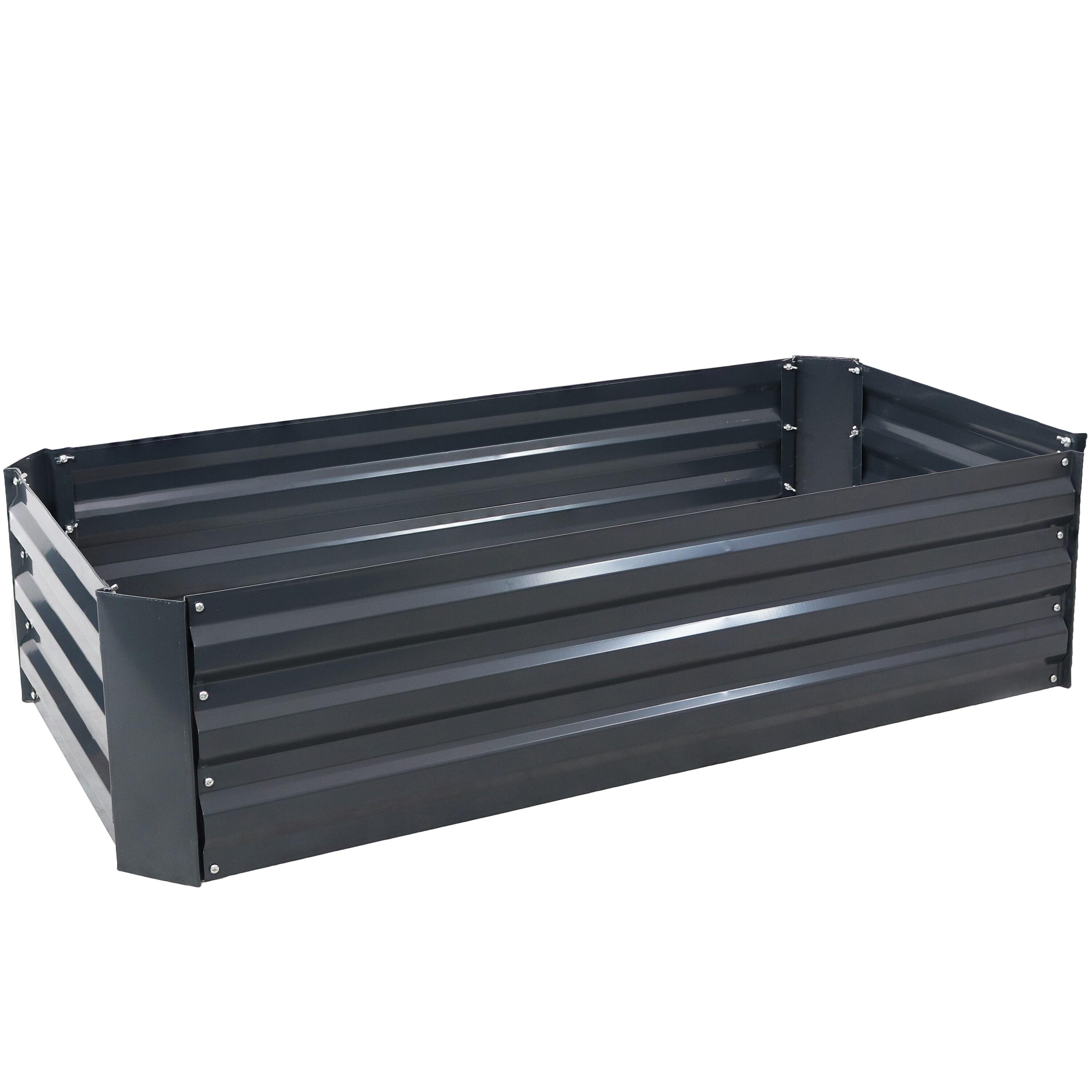 Sunnydaze Hot Dip Galvanized Steel Raised Garden Beds for Plants, Vegetables, and Flowers - 48" L x 11.75" H - Dark Gray - 2pc